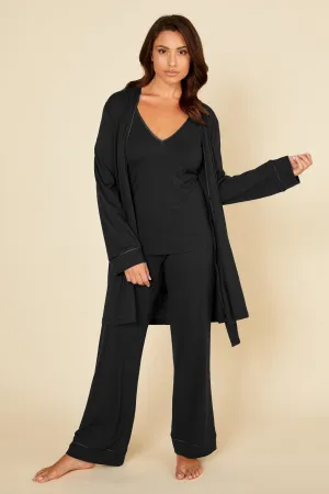 Curvy 3 Piece Pajama Set With Robe