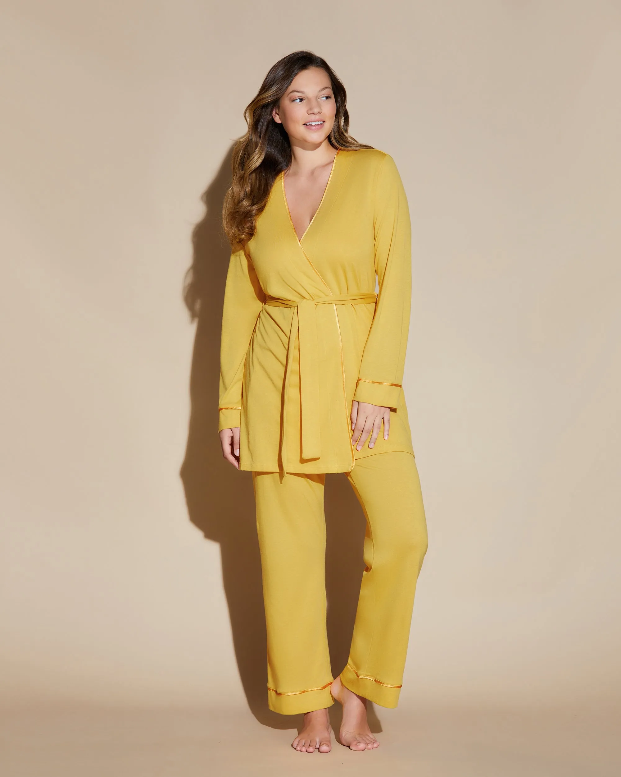 Curvy 3-Teiliges Pyjama-Set Mit Bademantel