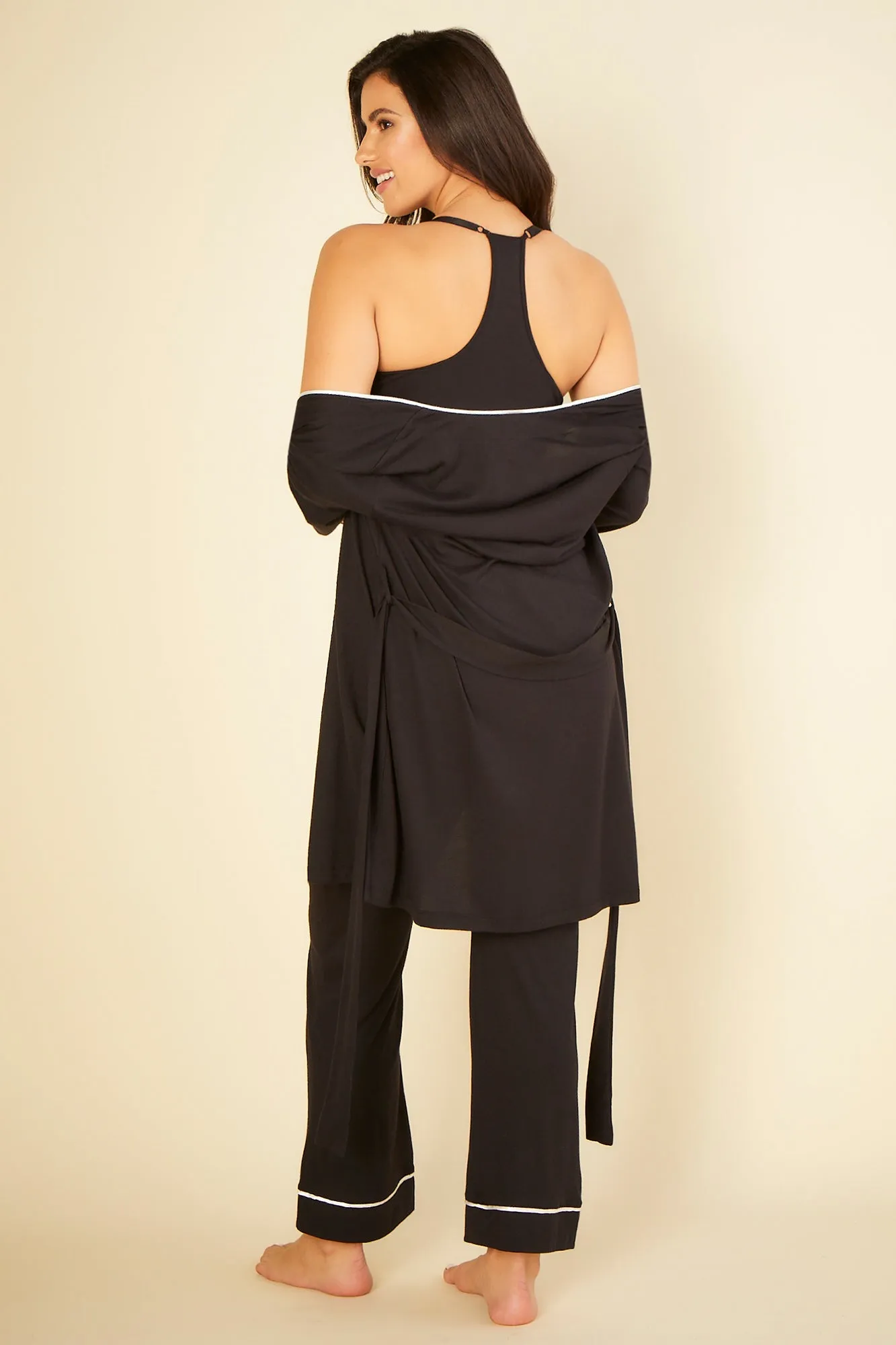Curvy 3-Teiliges Pyjama-Set Mit Bademantel