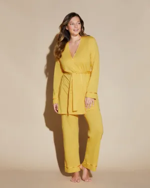Curvy 3-Teiliges Pyjama-Set Mit Bademantel