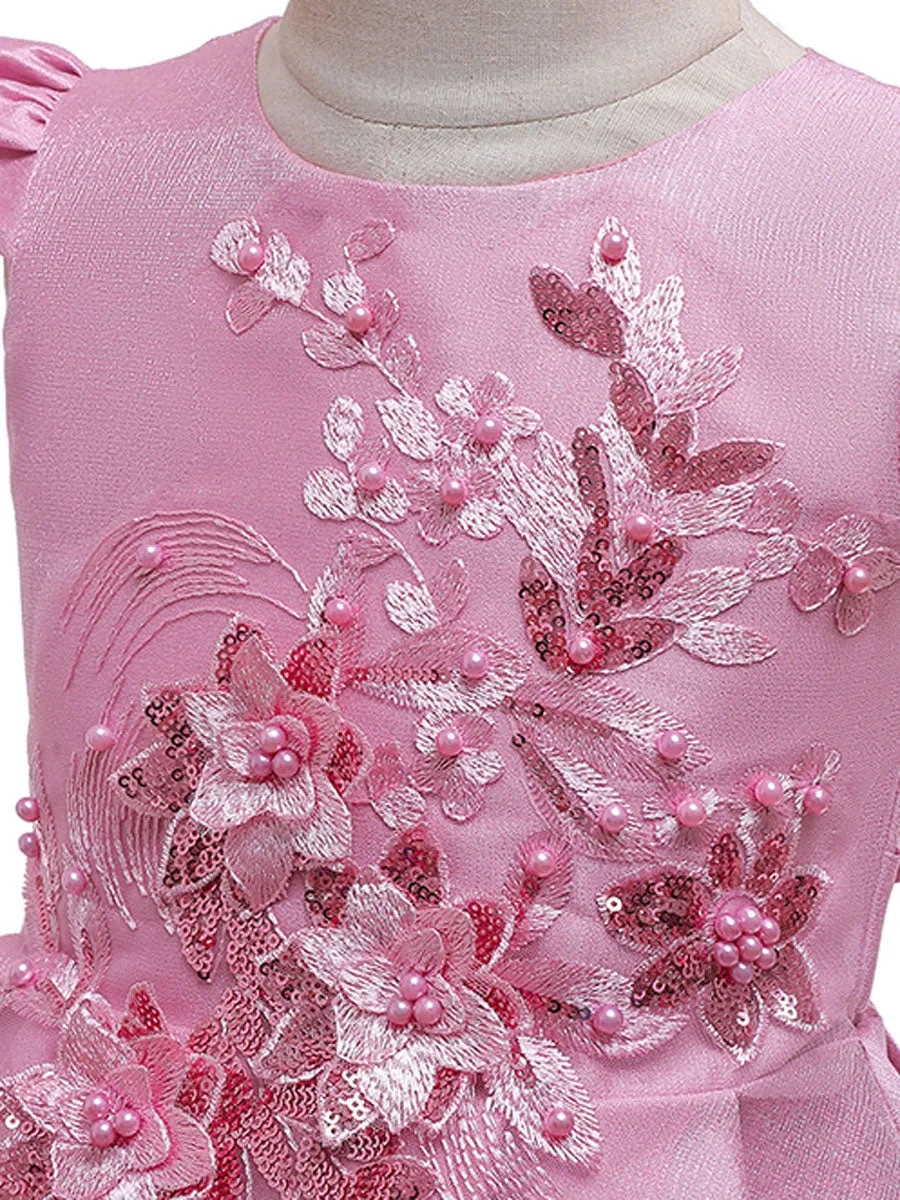 Cute Jewel Neck Sleeveless Bows Kids Party Dresses
