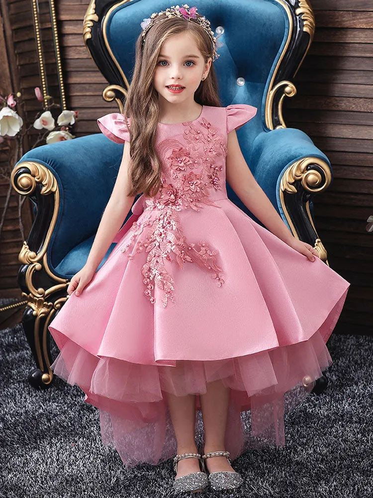Cute Jewel Neck Sleeveless Bows Kids Party Dresses