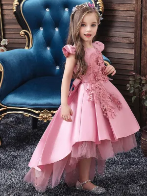Cute Jewel Neck Sleeveless Bows Kids Party Dresses