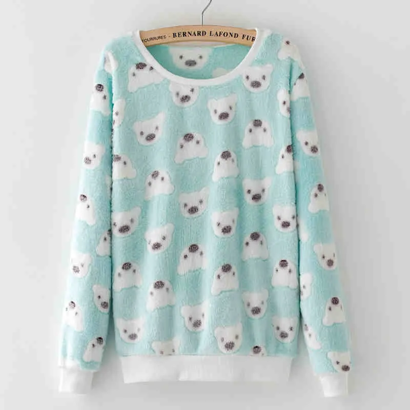 Cute Teddy Bear Harajuku Christmas Sweater Womens Sweaters Fashion Winter Lined Wool Sweater Cashmere Knitted Sweater Wol