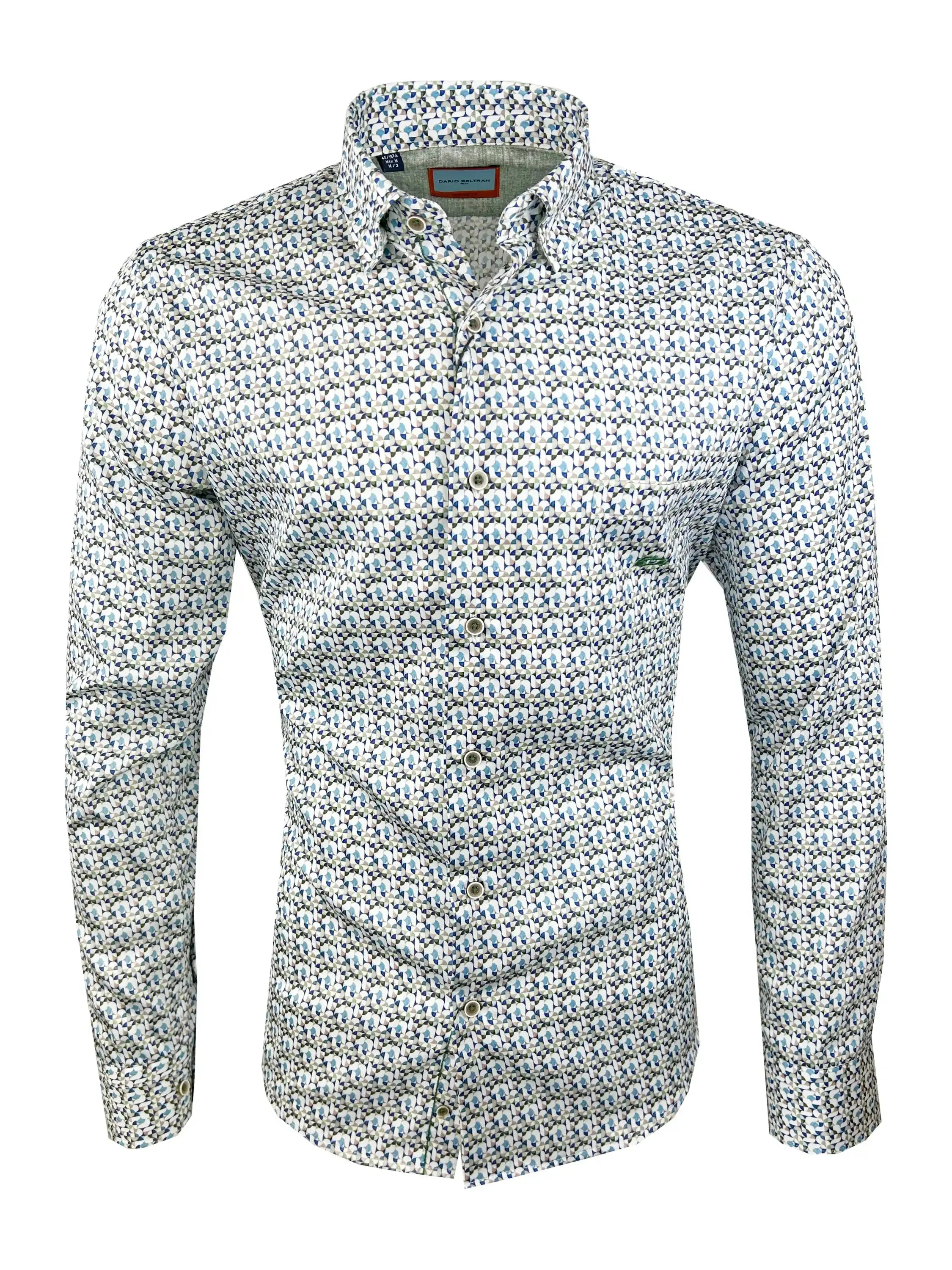 Dario Beltran Mens Long Sleeve Shirt Coronil Blue/Green