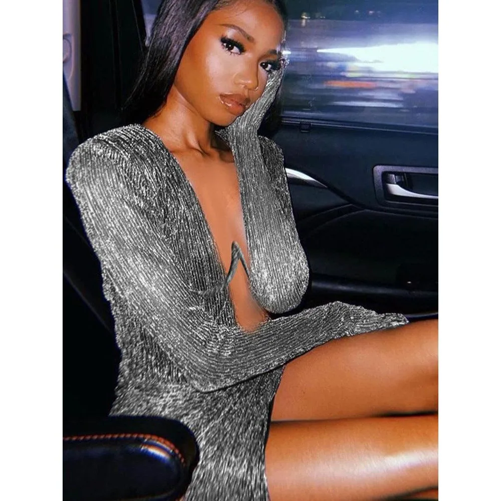 Deep V Steel Ring Chest Dress