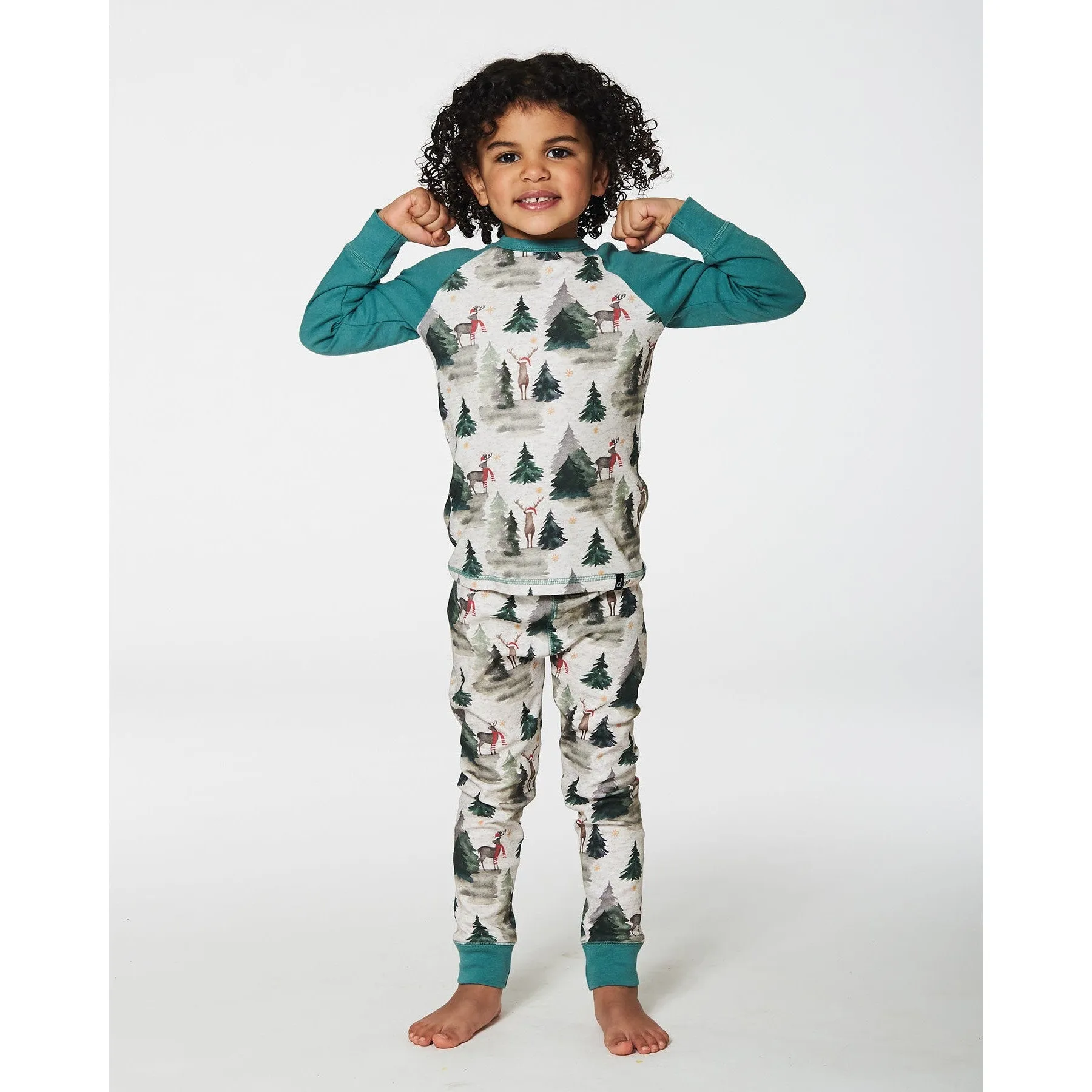 Deux Par Deux Organic Pajama Set - Christmas Deer