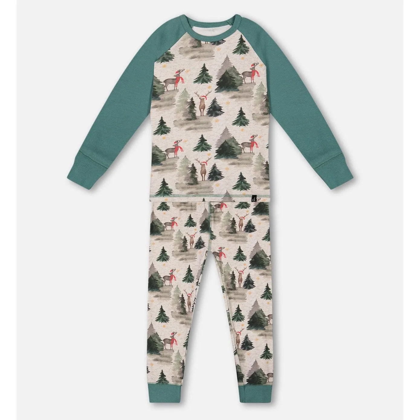 Deux Par Deux Organic Pajama Set - Christmas Deer