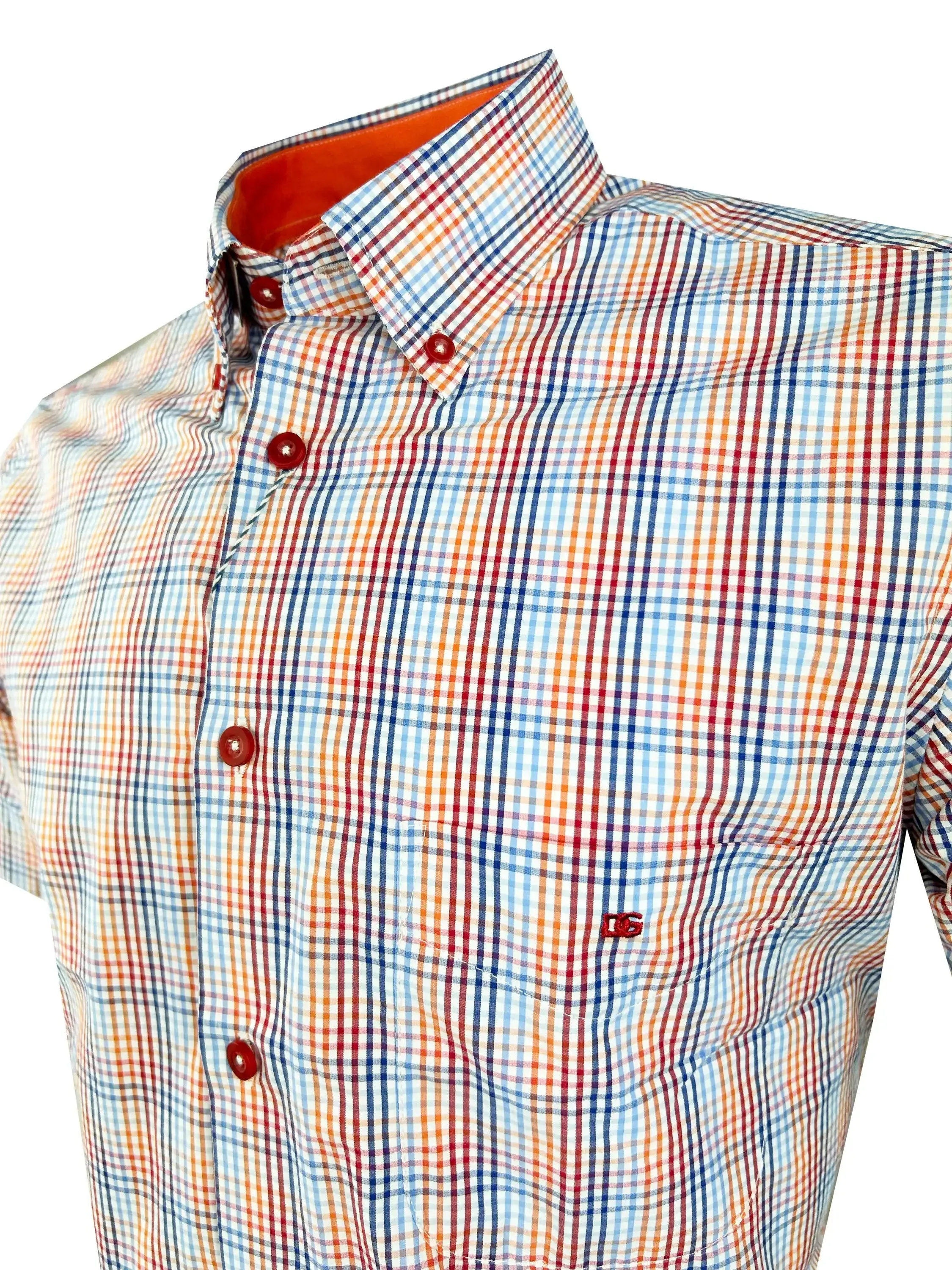 DG's Drifter Mens Short Sleeve Check Shirt 14607SS-54 Orange