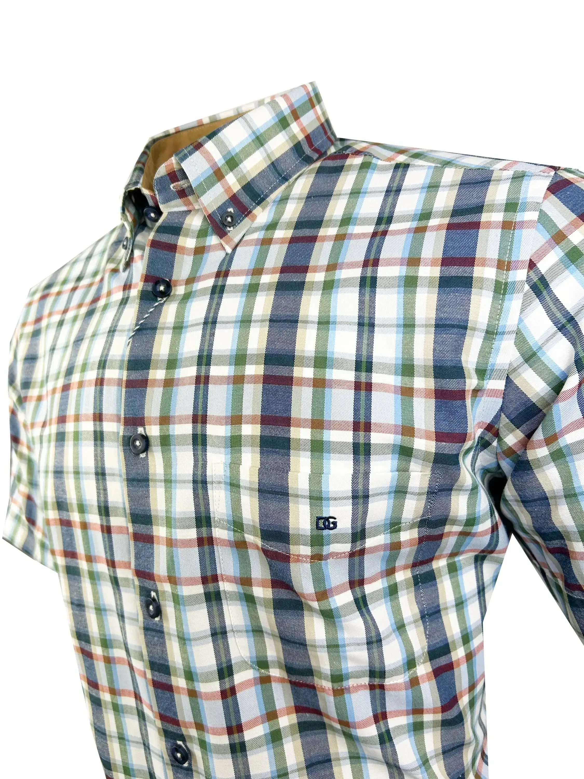 DG's Drifter Mens Short Sleeve Check Shirt 14612SS-28 Navy