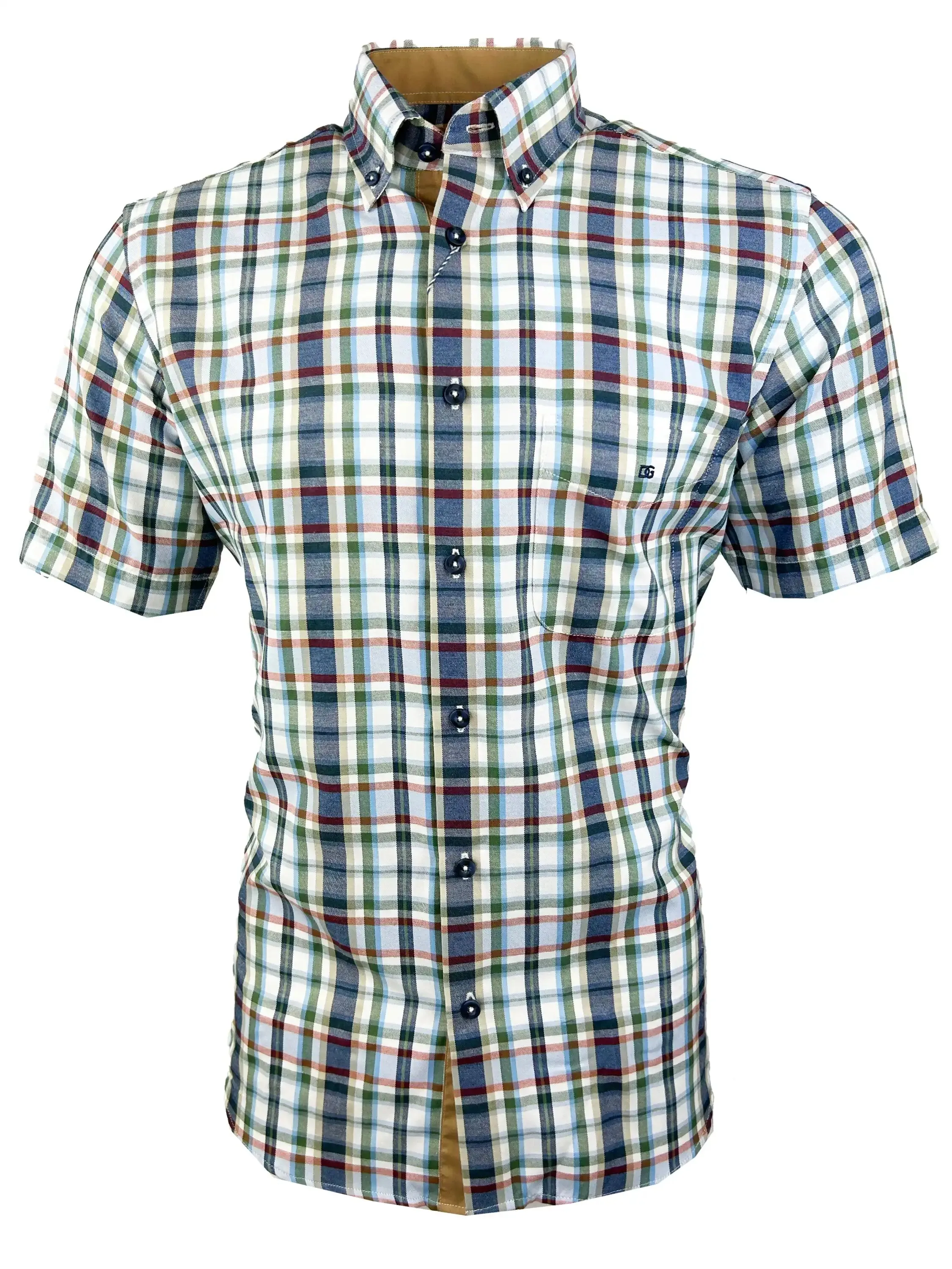 DG's Drifter Mens Short Sleeve Check Shirt 14612SS-28 Navy