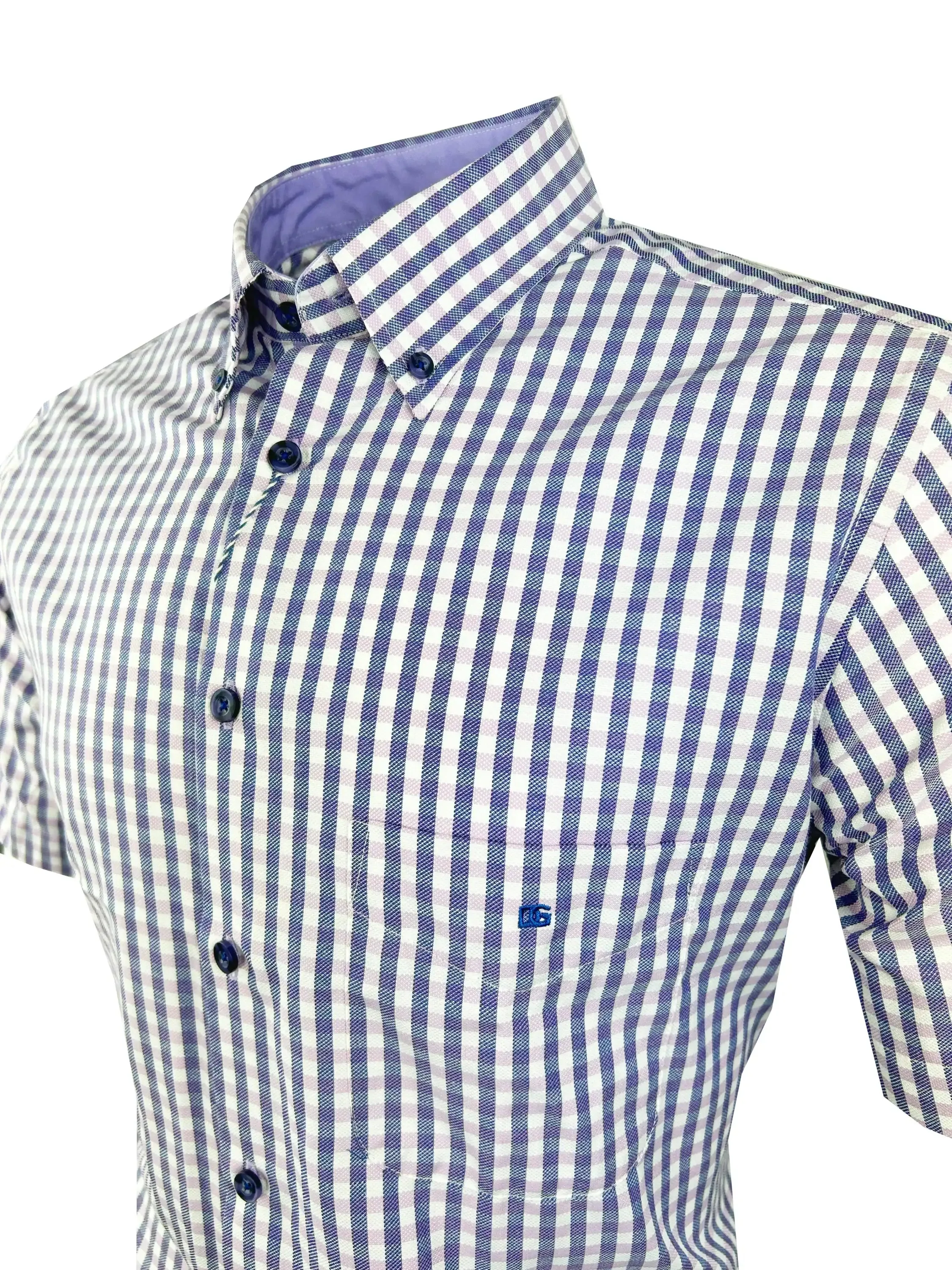 DG's Drifter Mens Short Sleeve Gingham Shirt 14438SS-72 Lilac