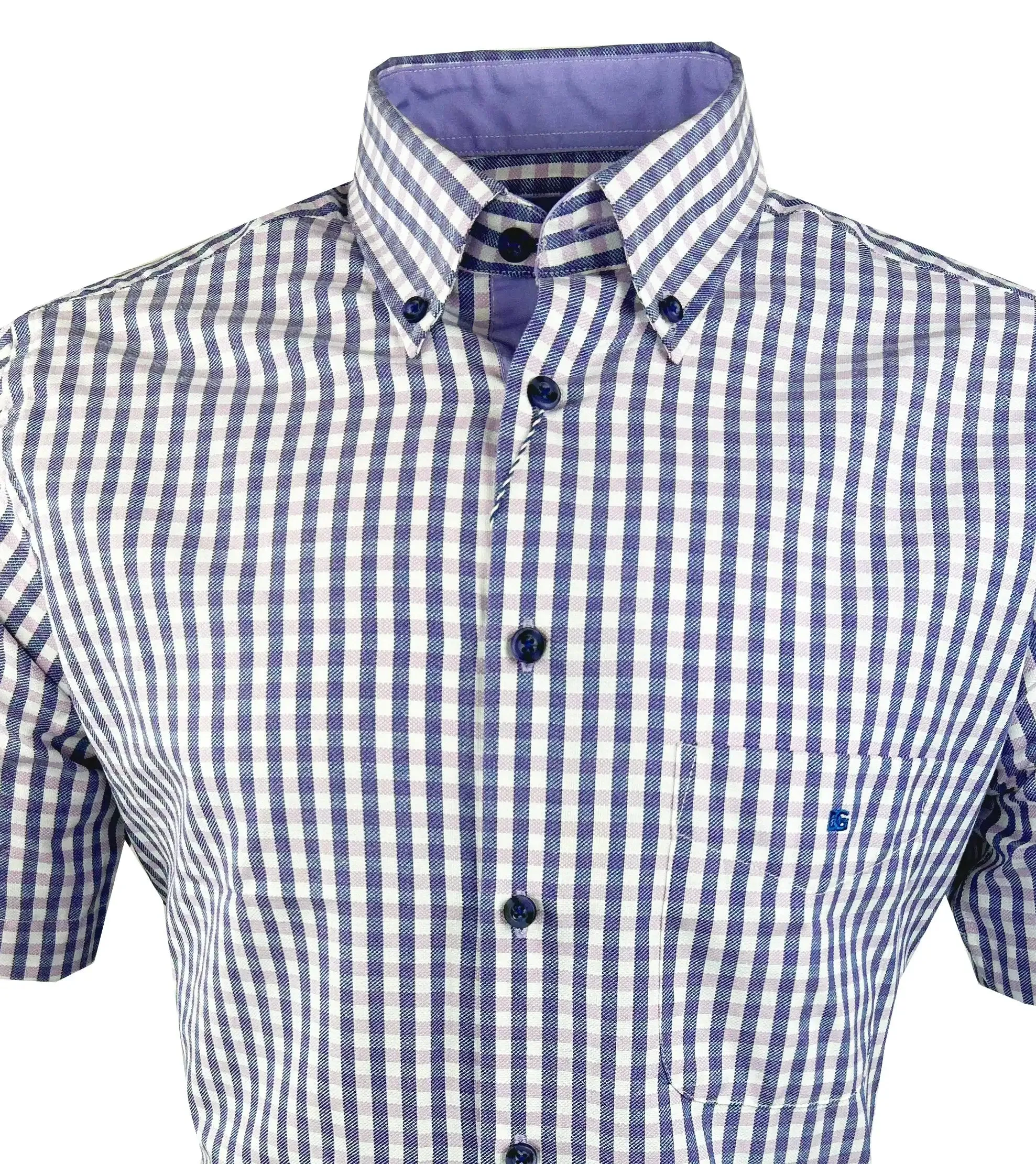 DG's Drifter Mens Short Sleeve Gingham Shirt 14438SS-72 Lilac