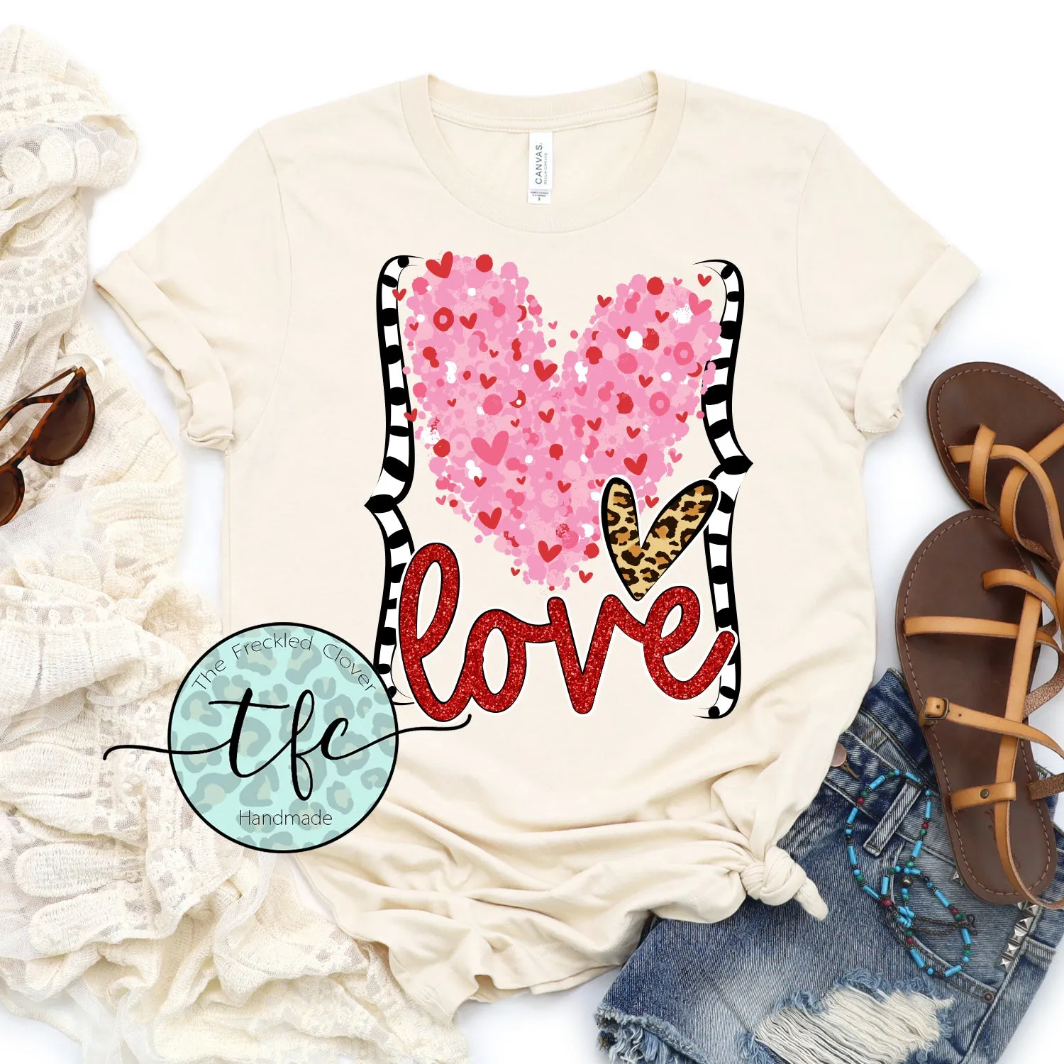 {Dotty Hearts- Love} screen print tee