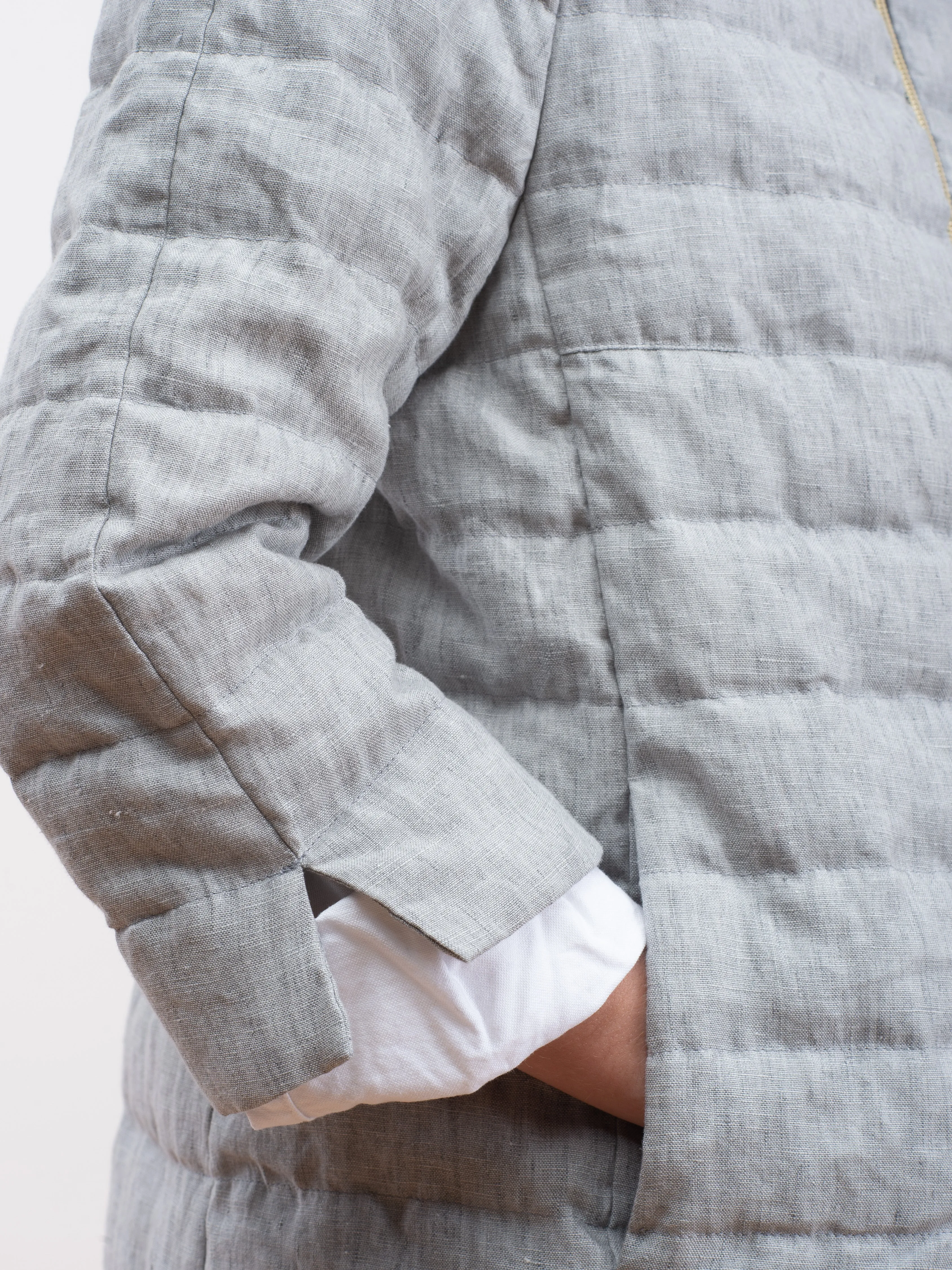 down linen jacket - light grey