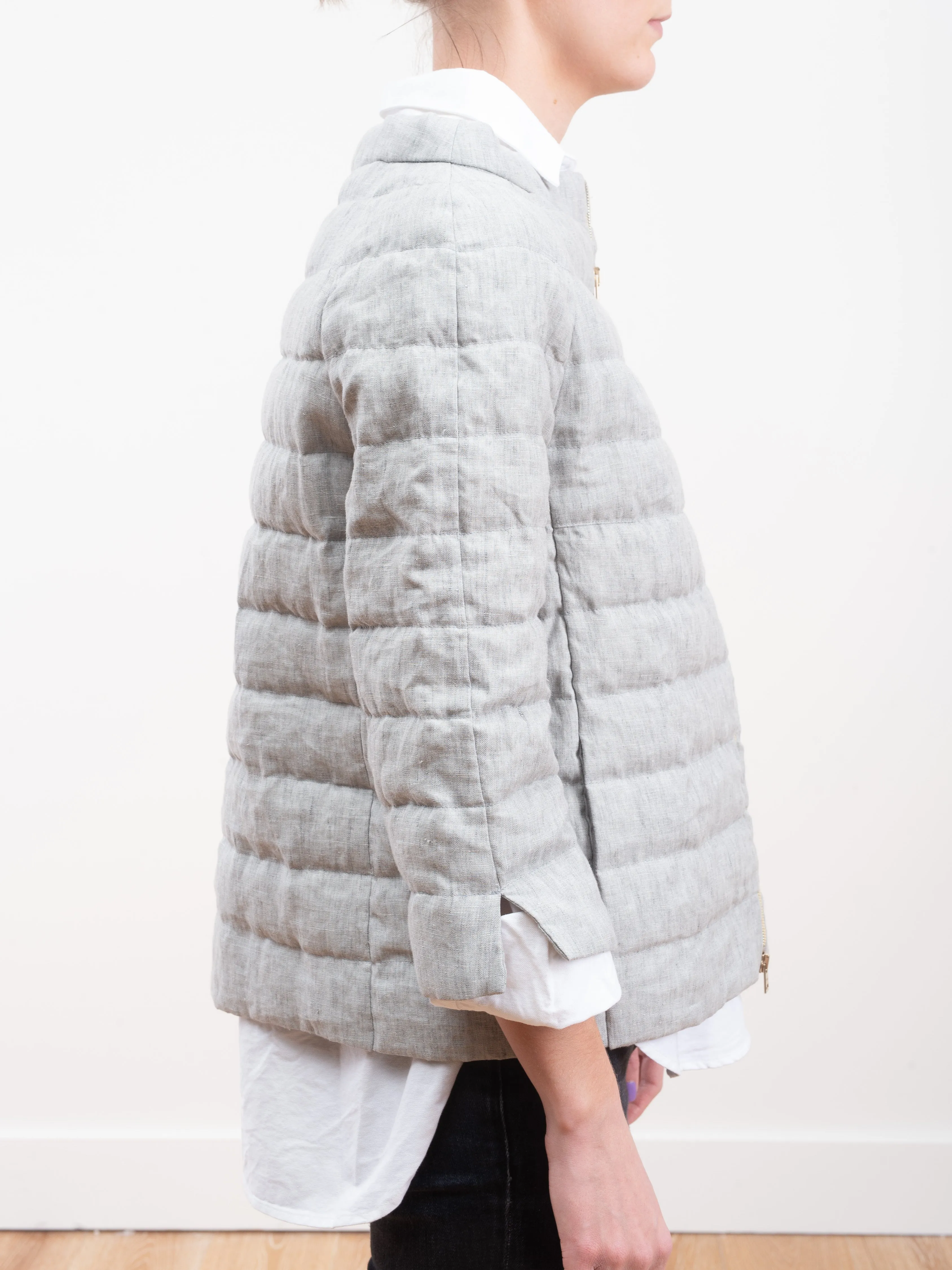 down linen jacket - light grey