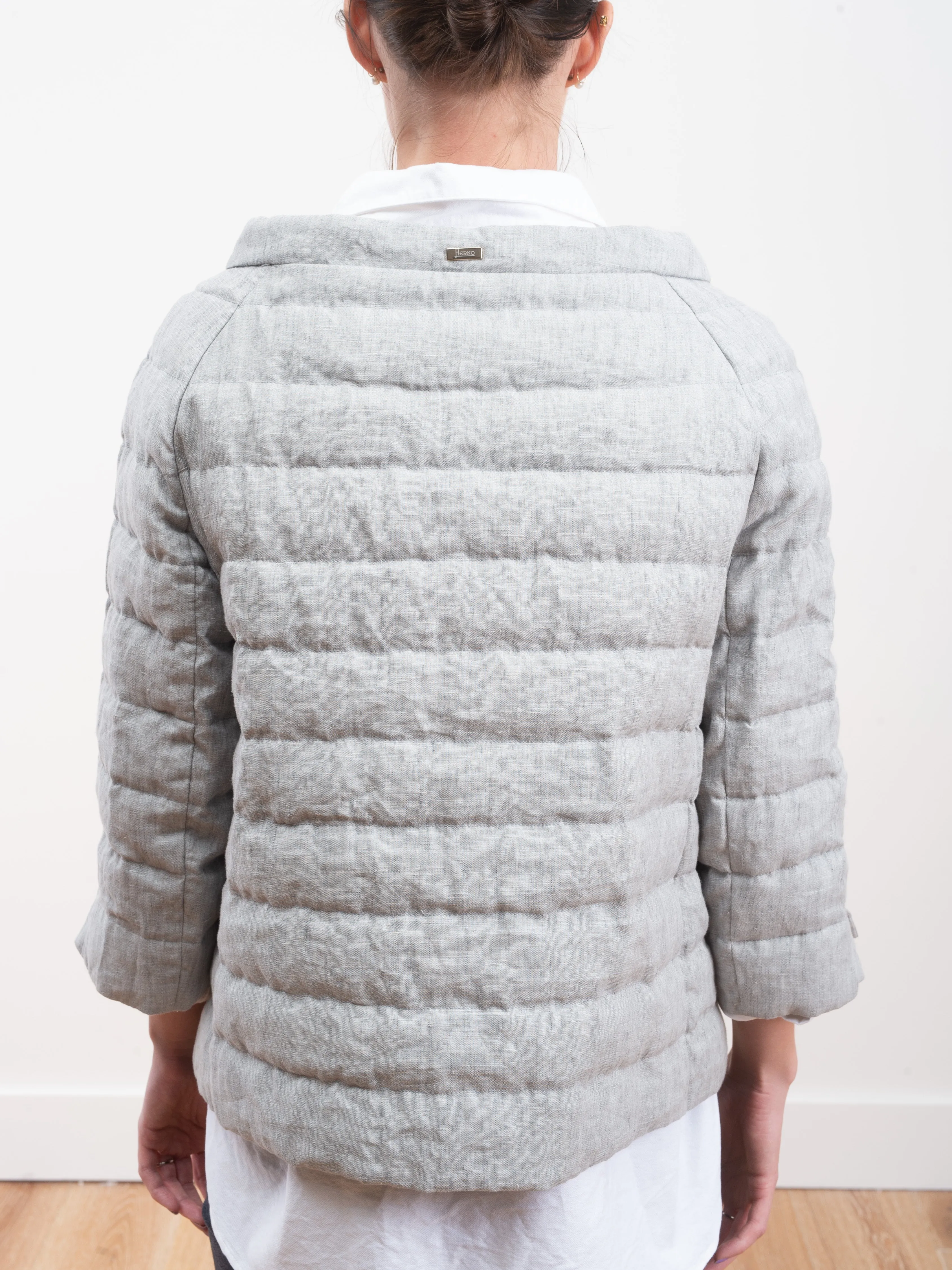 down linen jacket - light grey