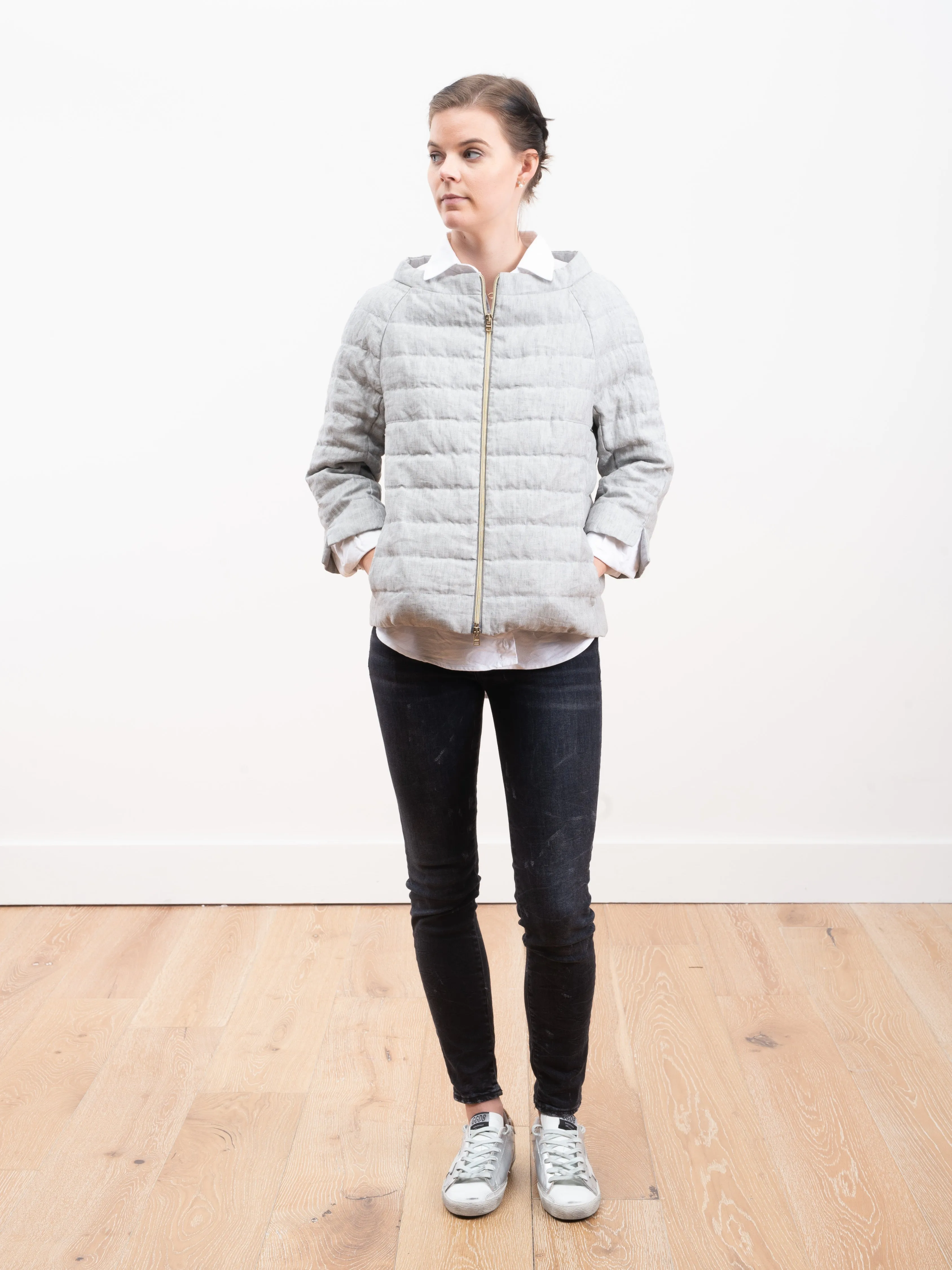 down linen jacket - light grey