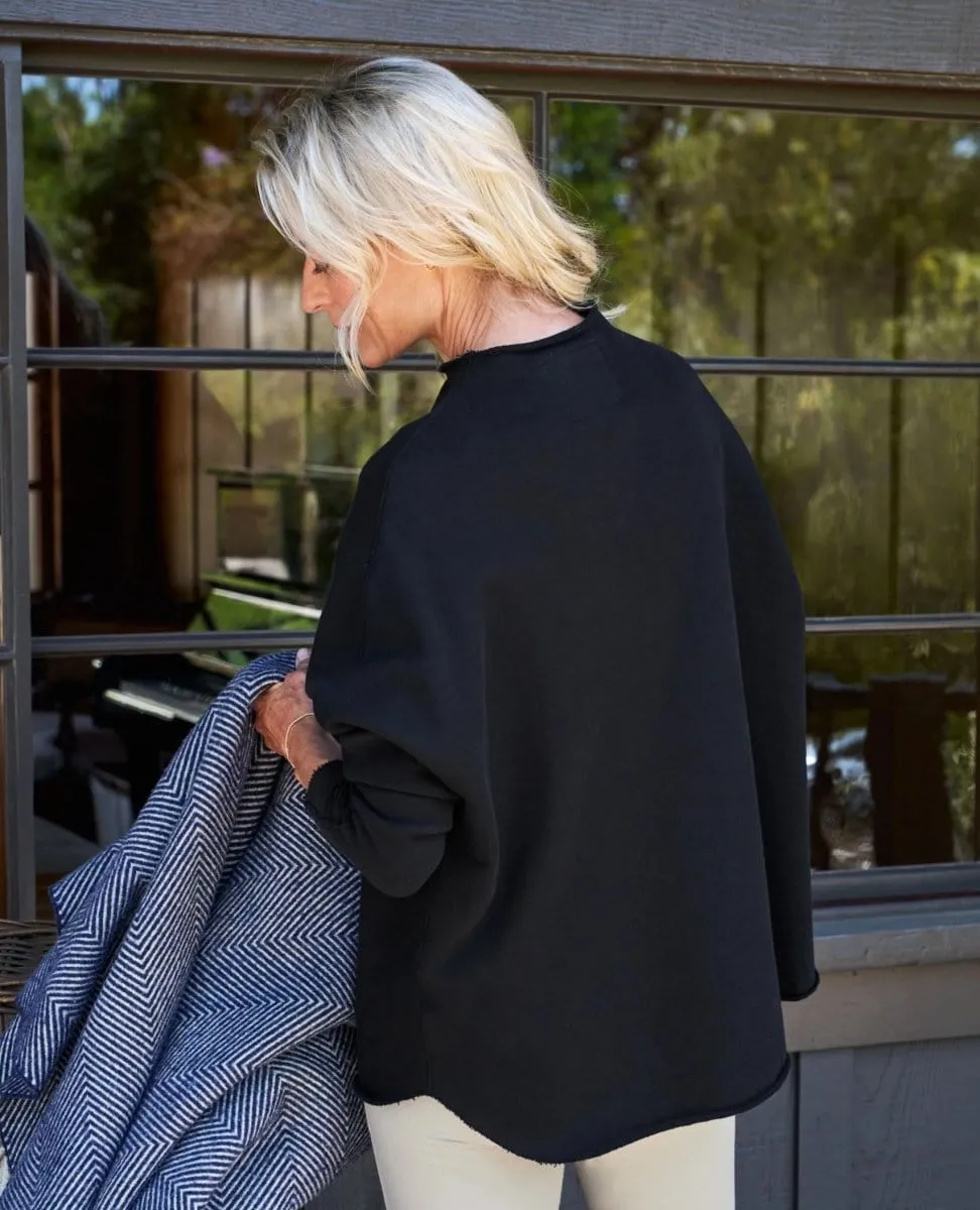 Effie Funnel Black Fleece Capelet