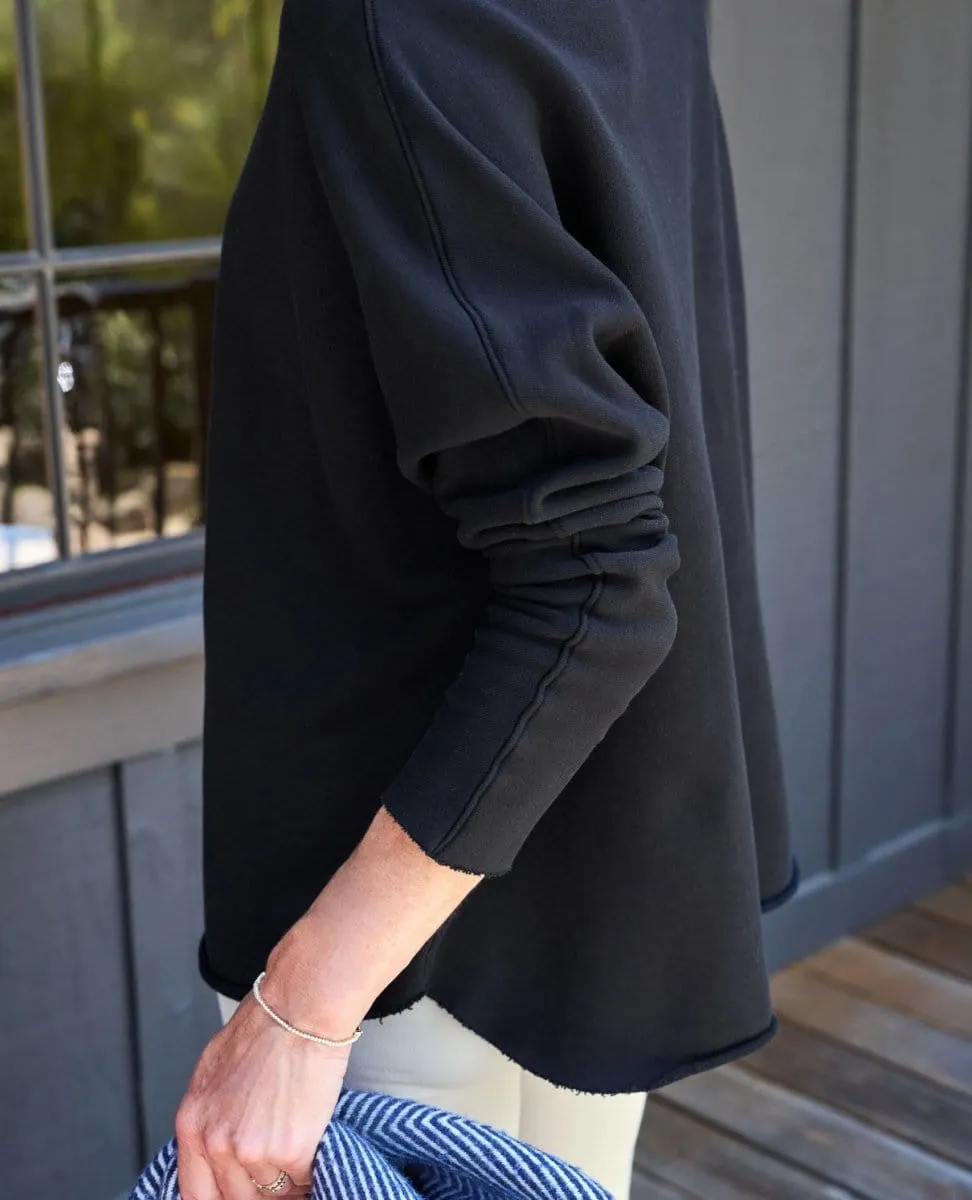 Effie Funnel Black Fleece Capelet