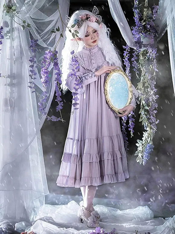 Elegant Classic Lolita Dress Ruffles Lace Up Purple Sweet Lolita Dress