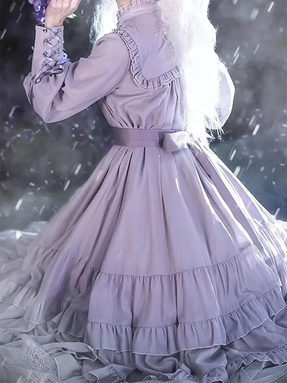 Elegant Classic Lolita Dress Ruffles Lace Up Purple Sweet Lolita Dress