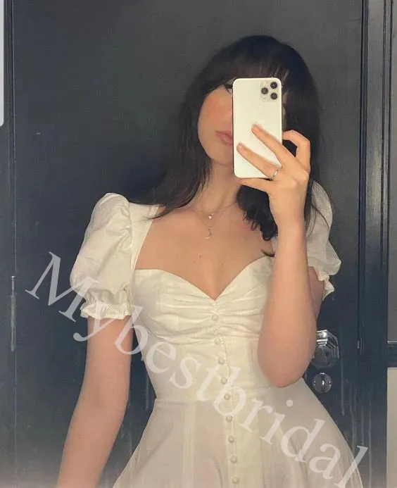 Elegant Square Short sleeveless A-line Prom Dress,PDS1031