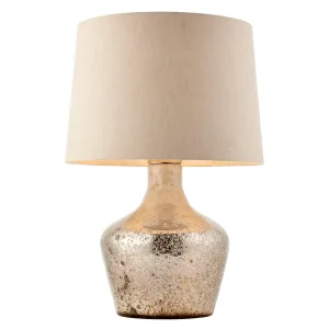 Endon 90589 Meteora 1lt Table Pearl ombre foil & vintage white linen 40W E27 GLS (Required)