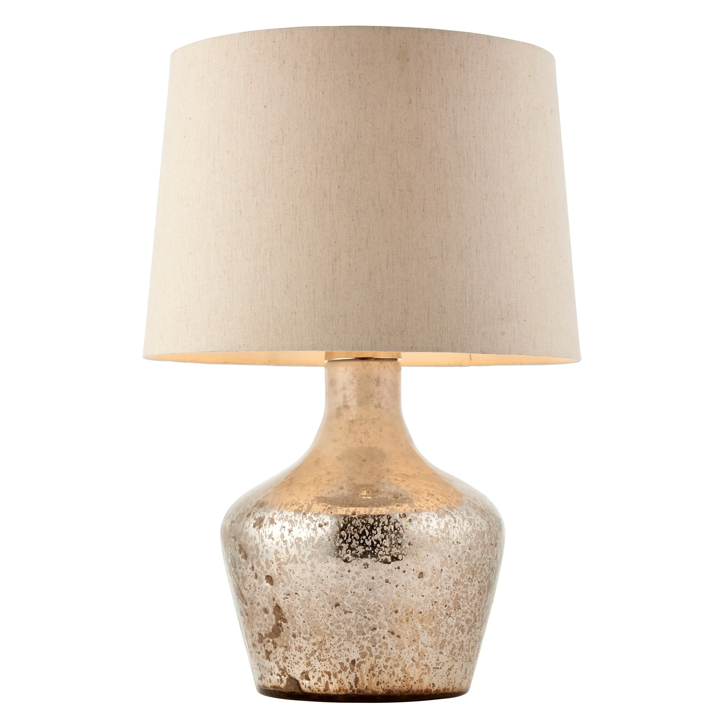 Endon 90589 Meteora 1lt Table Pearl ombre foil & vintage white linen 40W E27 GLS (Required)