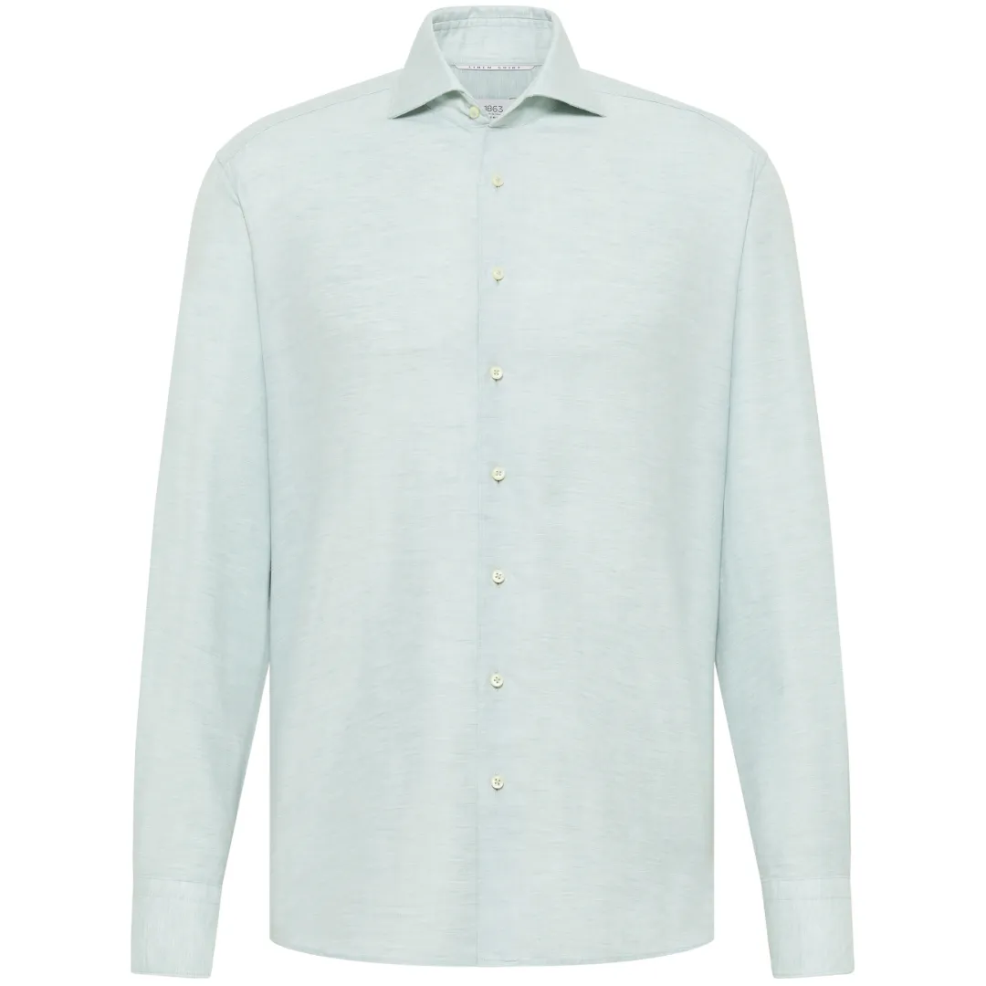 Eterna 1863 Modern Fit Cotton-Linen Shirt - Light Green