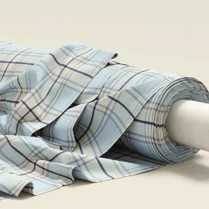 Fabric Linen Canvas - Plaid Ice Blue