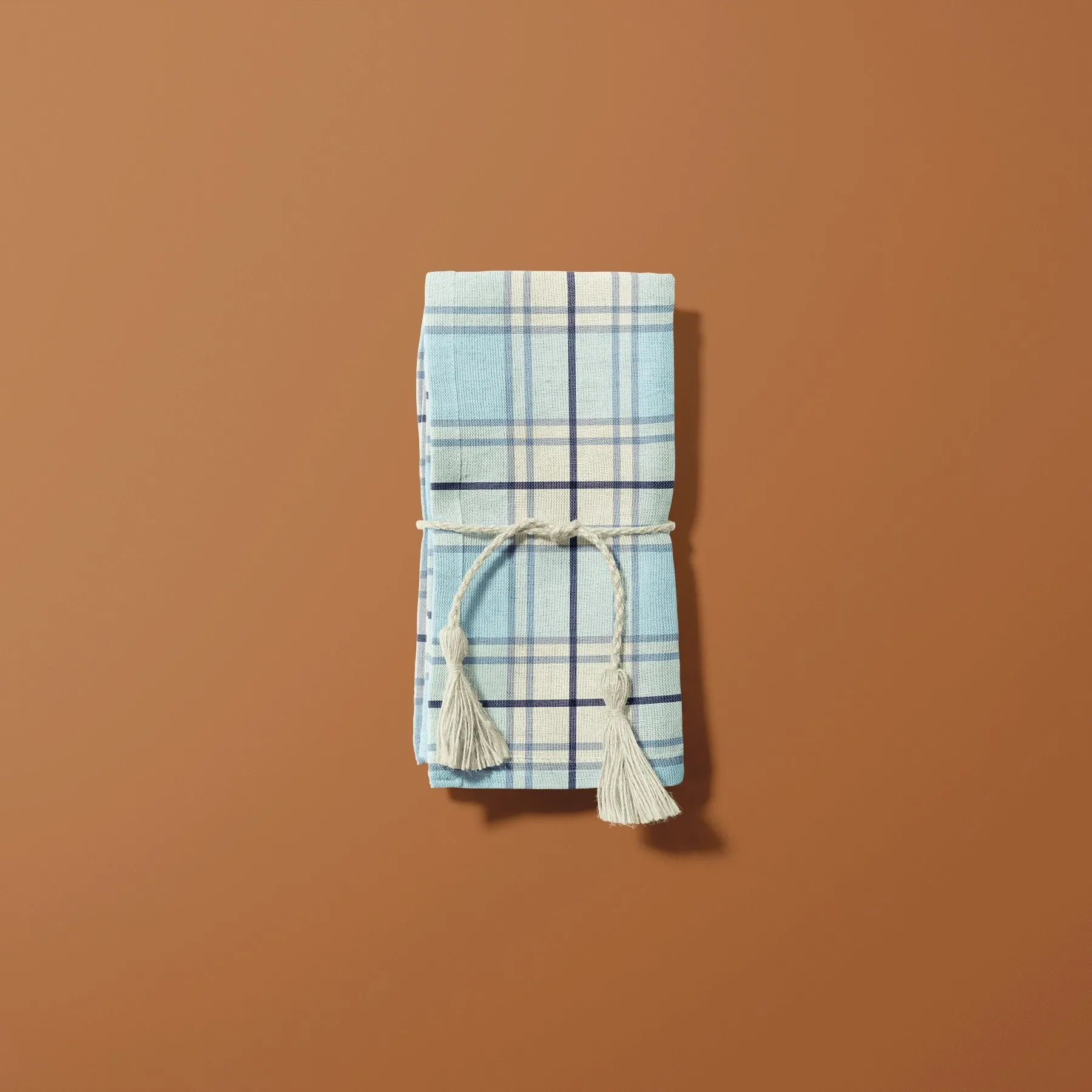 Fabric Linen Canvas - Plaid Ice Blue