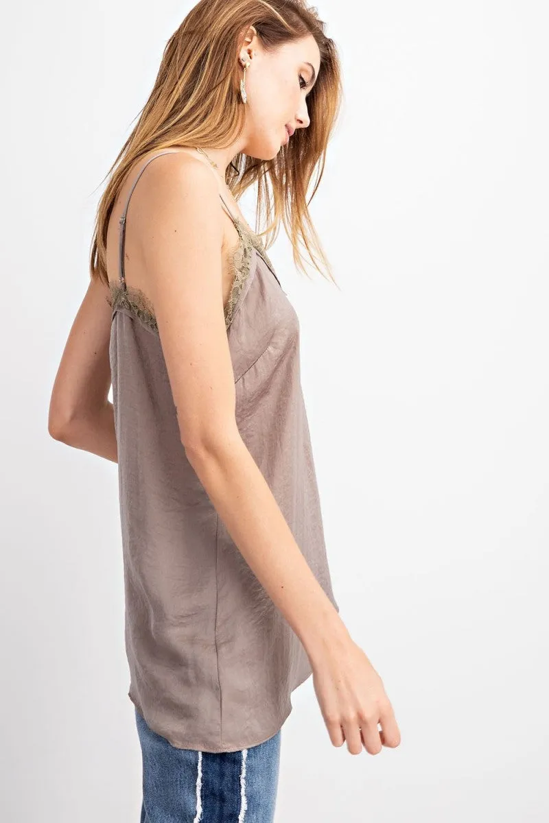 Femme Satin Lace Cami Top