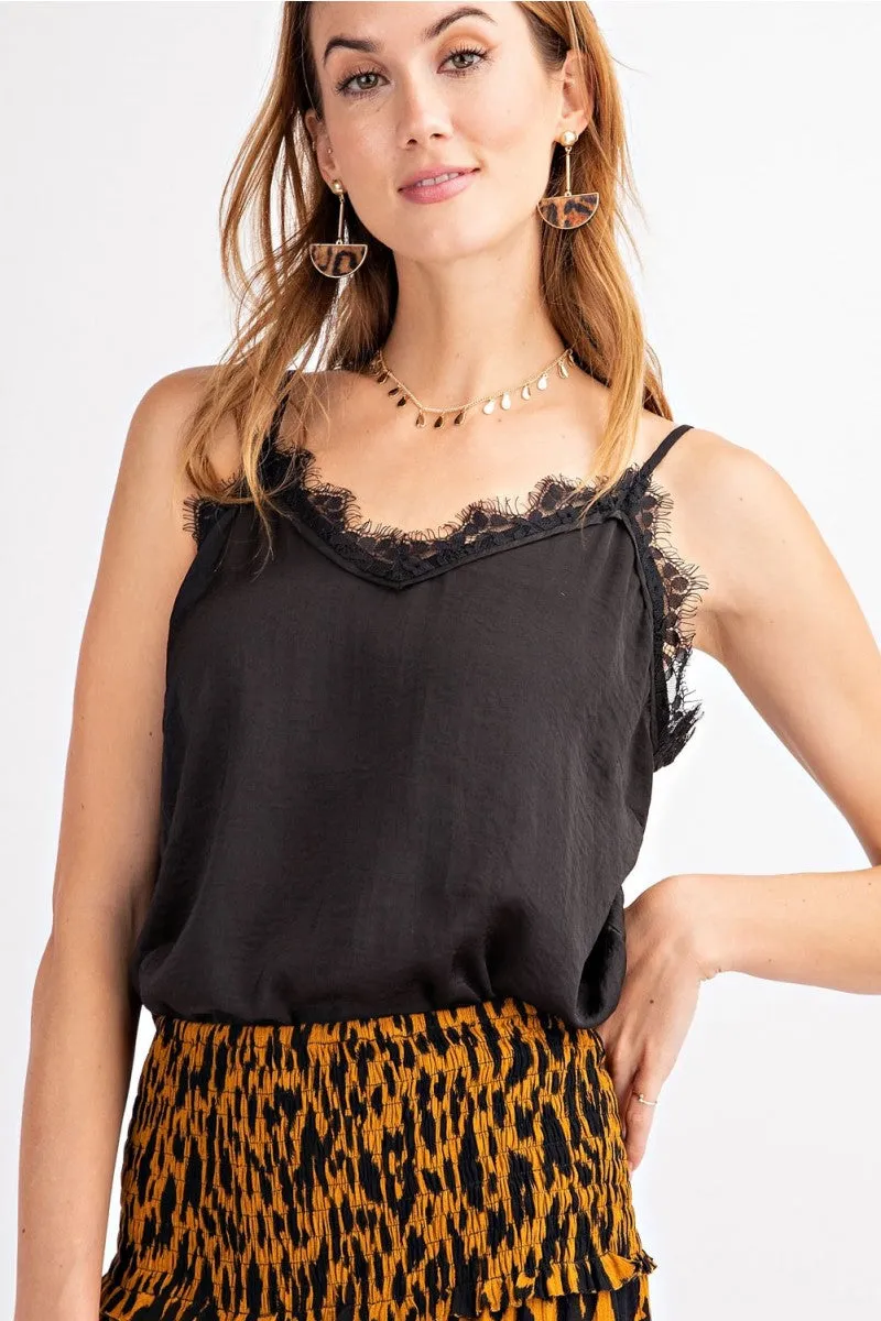 Femme Satin Lace Cami Top