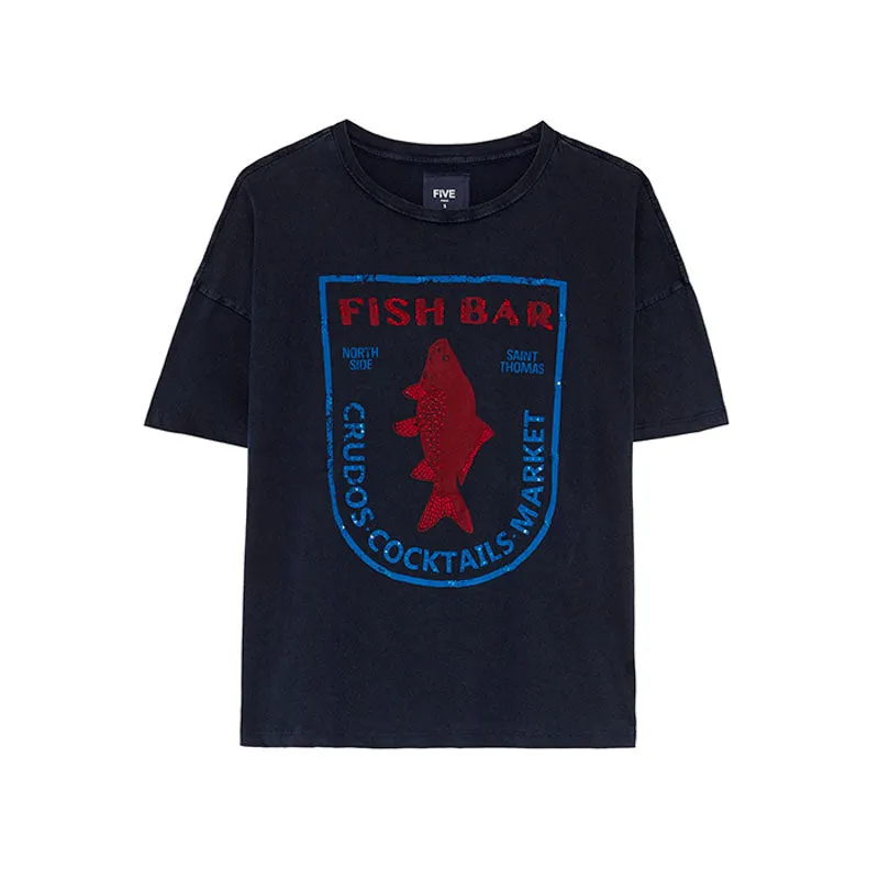 FIVE Tee Shirt in Red/Navy