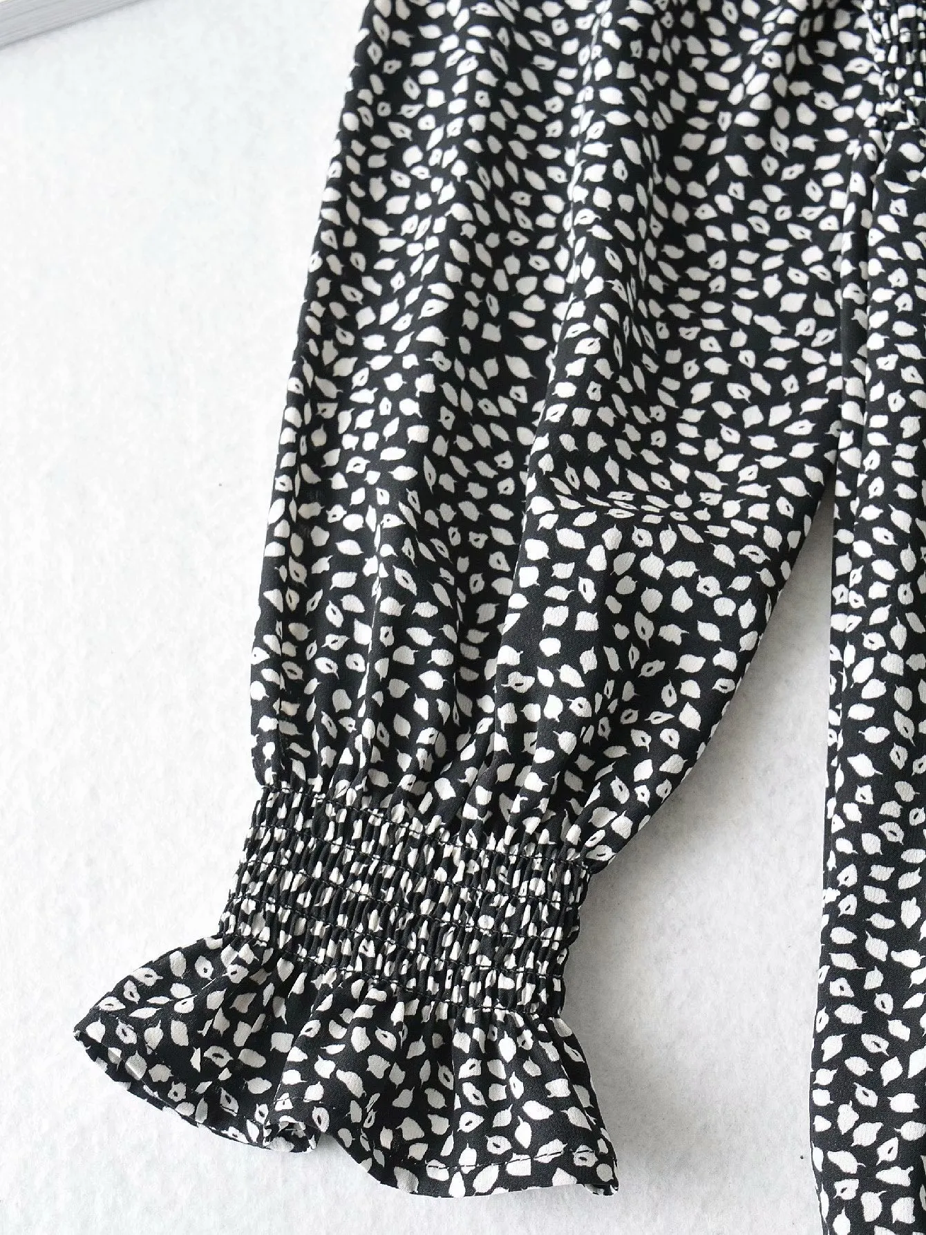 Floral Polka Dot Ruffled Puff Sleeve Maxi Midi Dresses