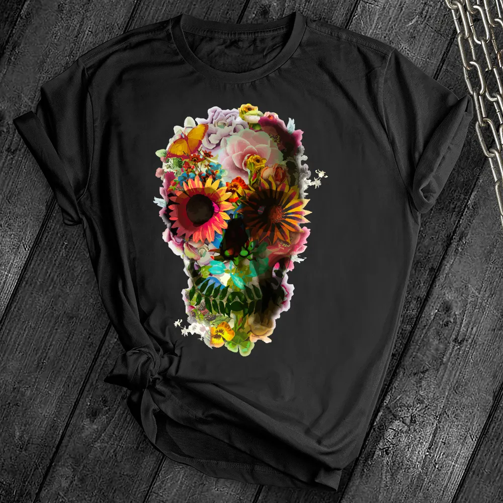 Floral Sugar Skull Cute Tee