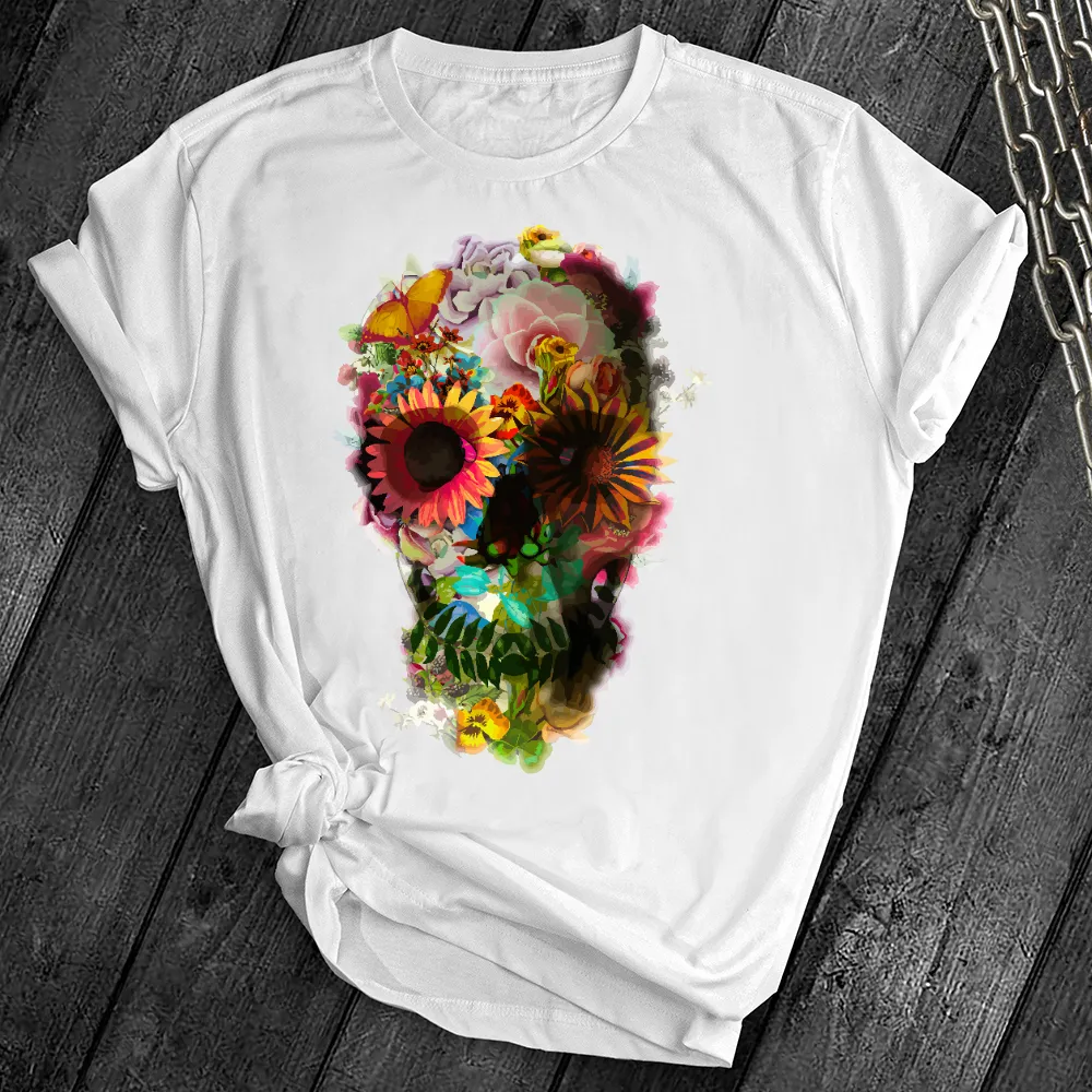 Floral Sugar Skull Cute Tee