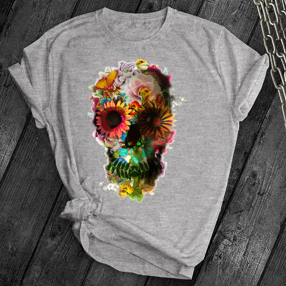 Floral Sugar Skull Cute Tee