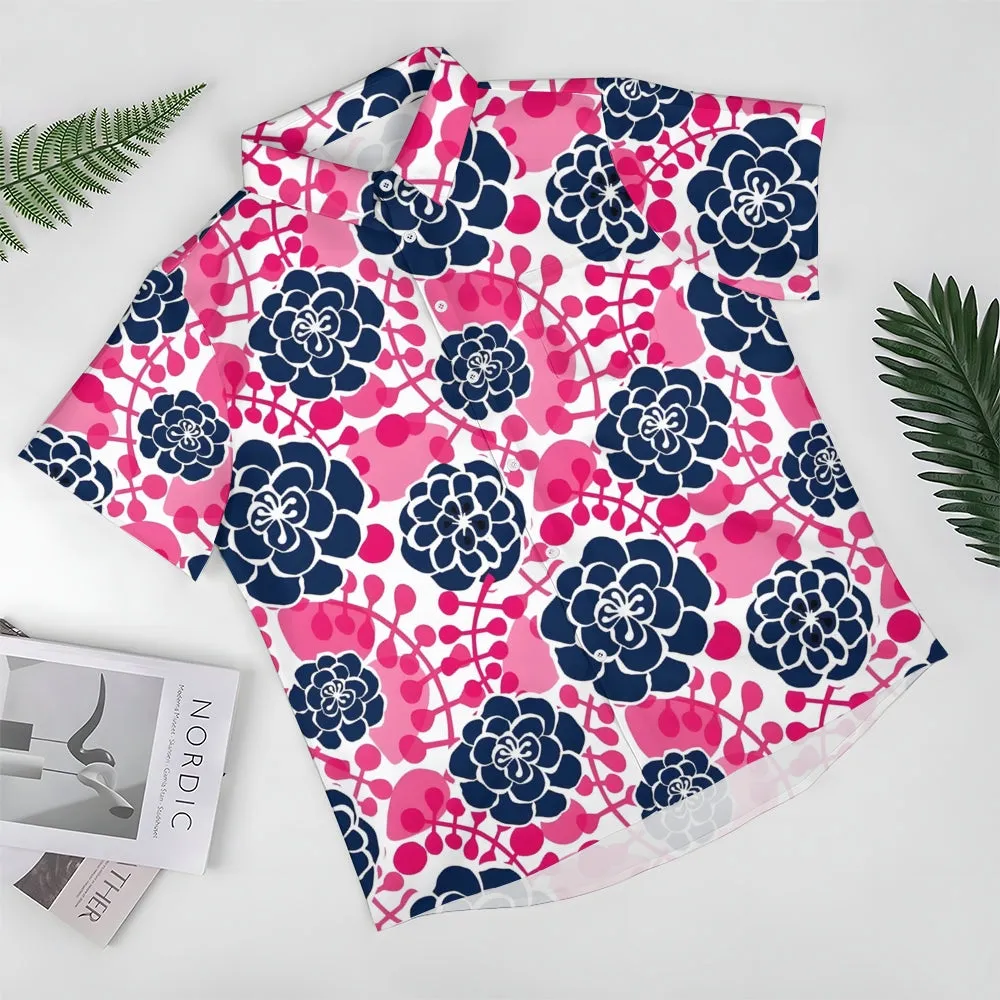 Flowers Print Men's Casual Short Sleeve Shirt 2402000346