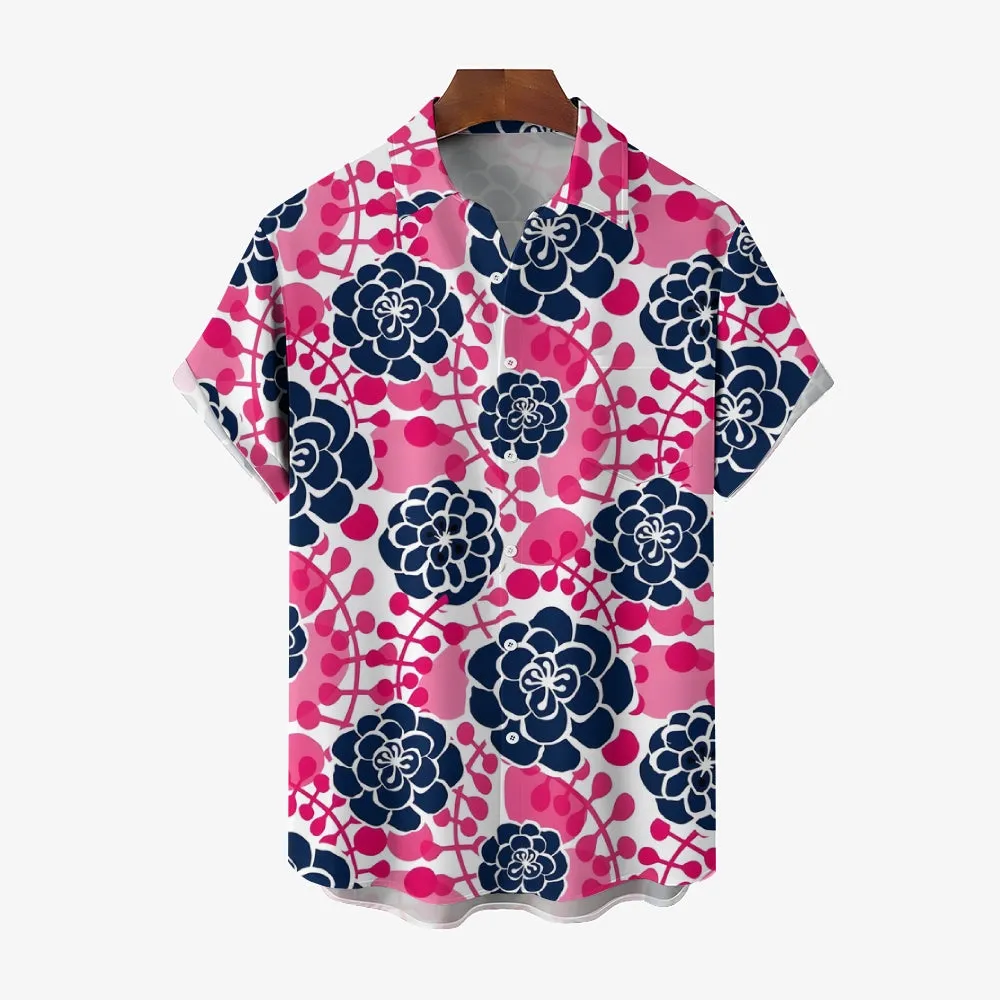 Flowers Print Men's Casual Short Sleeve Shirt 2402000346