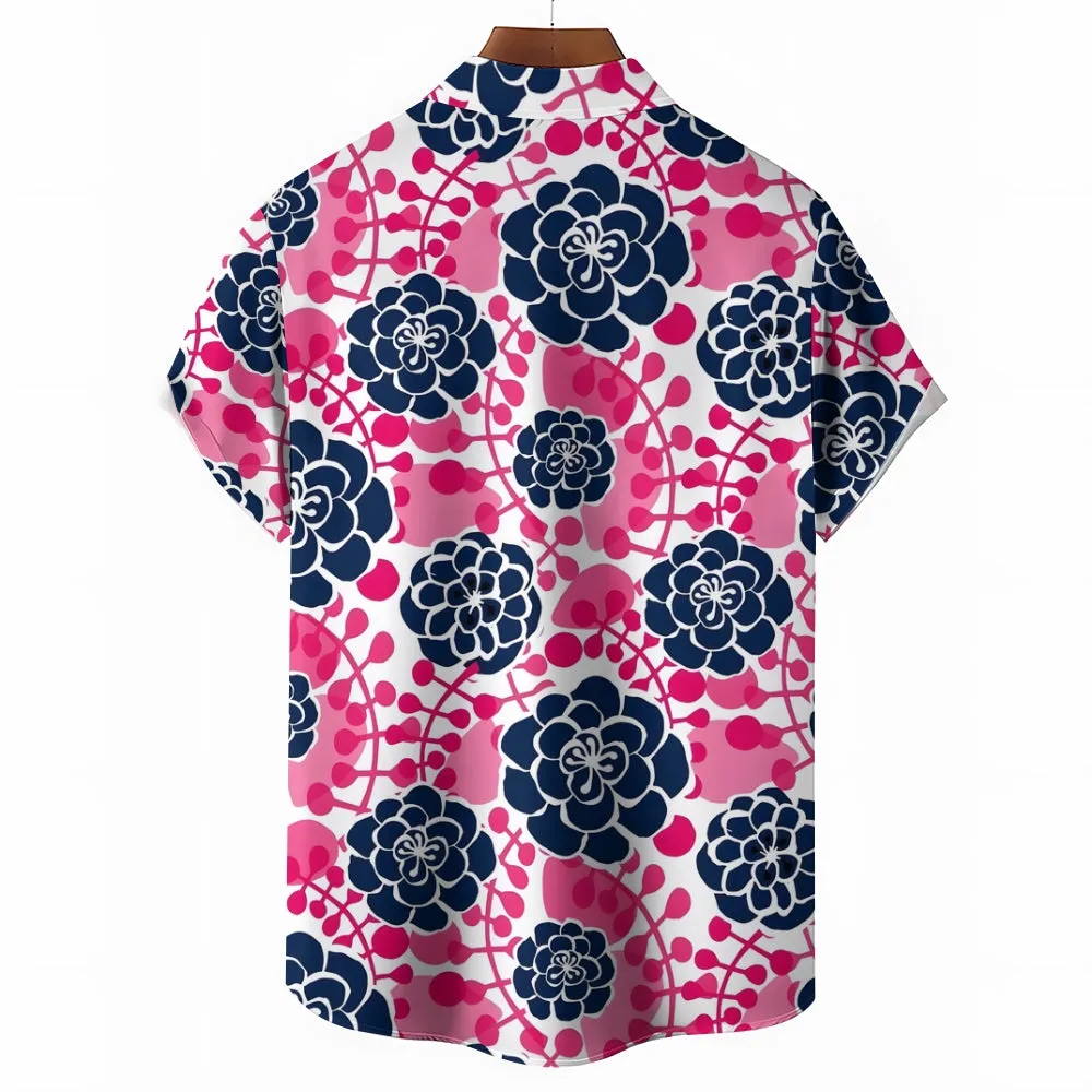 Flowers Print Men's Casual Short Sleeve Shirt 2402000346