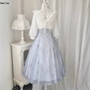 French Fashion Elegant Vintage Midi Dress Sweet Floral Print Party Slim A-Line Dress
