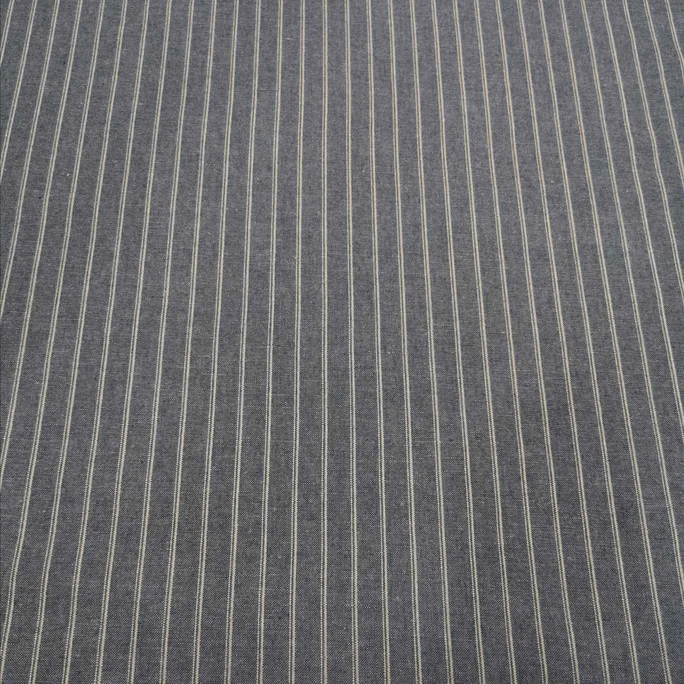 Galway Linen Cotton Yarn Dyed Pinstripe, Grey