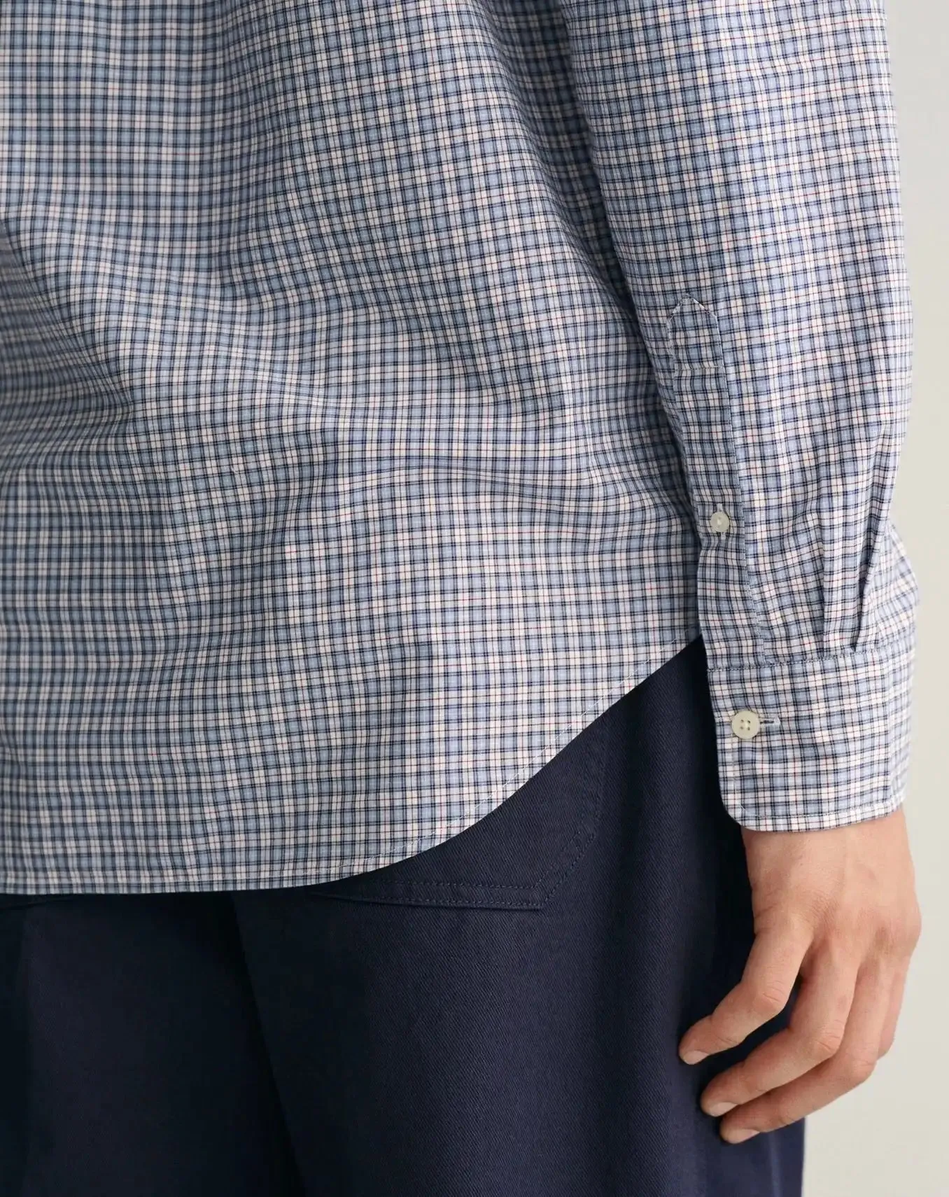 GANT Mens Regular Fit Microcheck Poplin Shirt Dove Blue