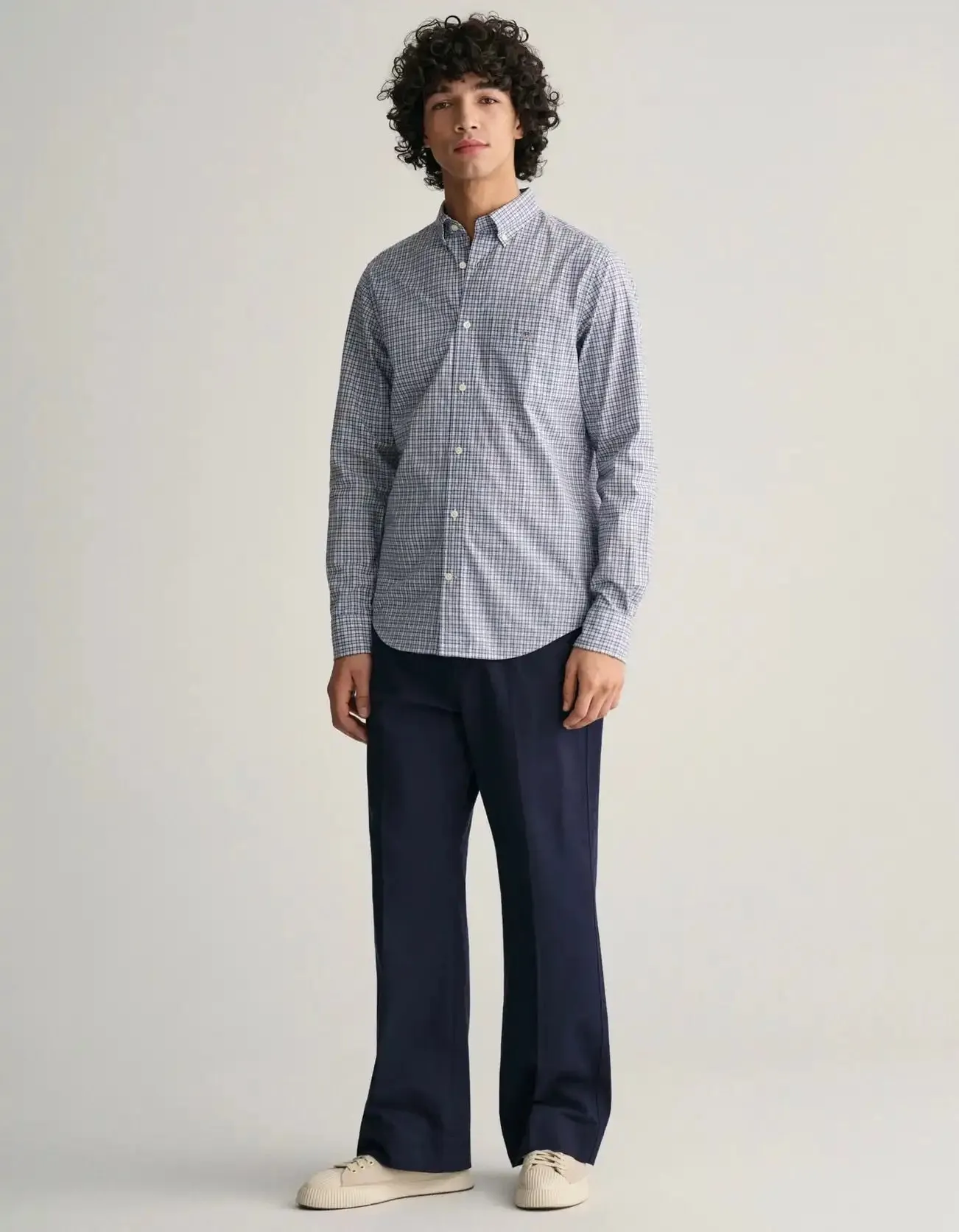 GANT Mens Regular Fit Microcheck Poplin Shirt Dove Blue