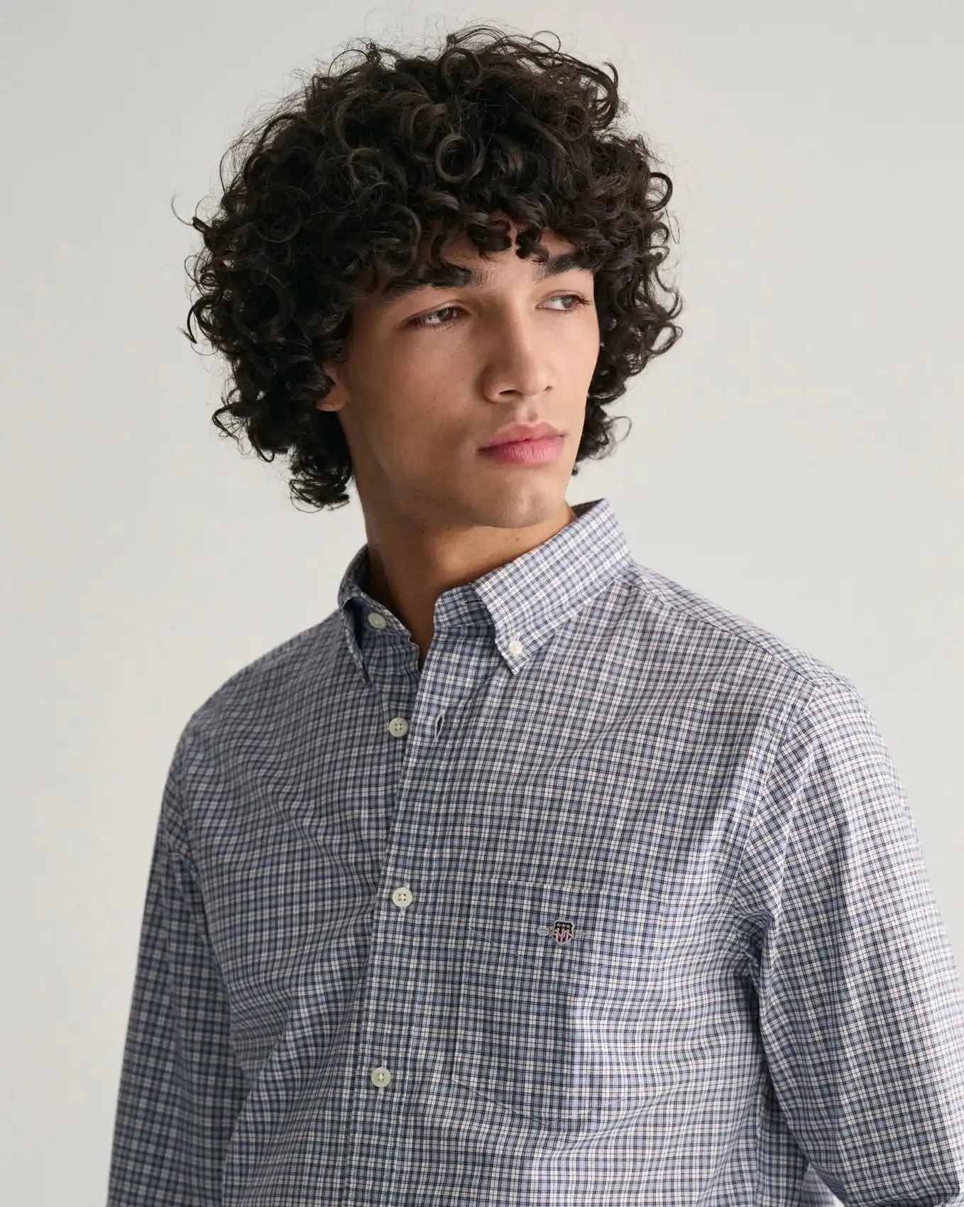 GANT Mens Regular Fit Microcheck Poplin Shirt Dove Blue