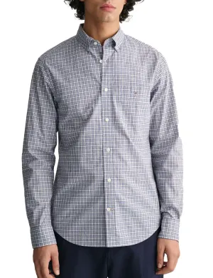 GANT Mens Regular Fit Microcheck Poplin Shirt Dove Blue