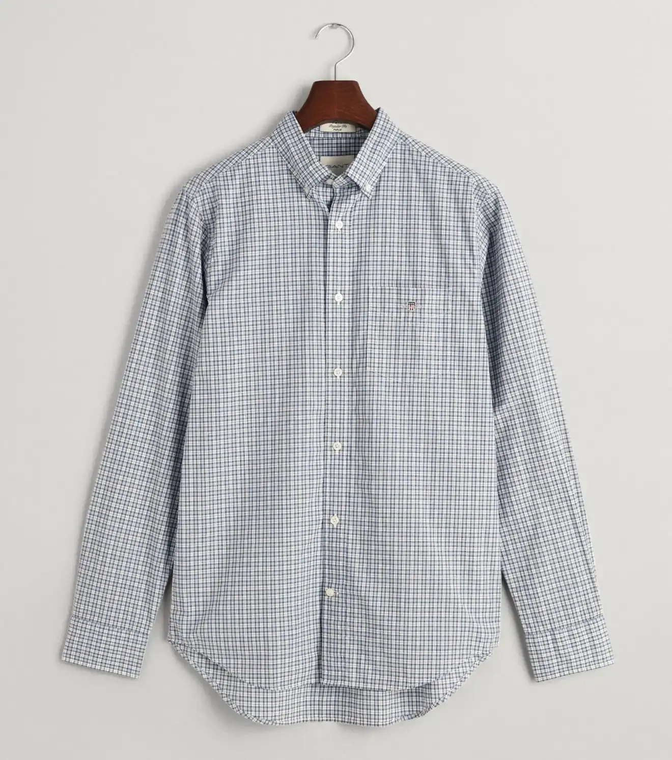 GANT Mens Regular Fit Microcheck Poplin Shirt Dove Blue