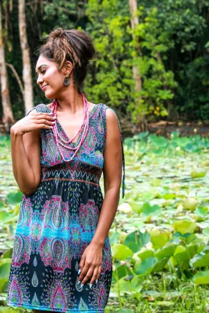 Gem Short Dress -  Paisley Turquoise